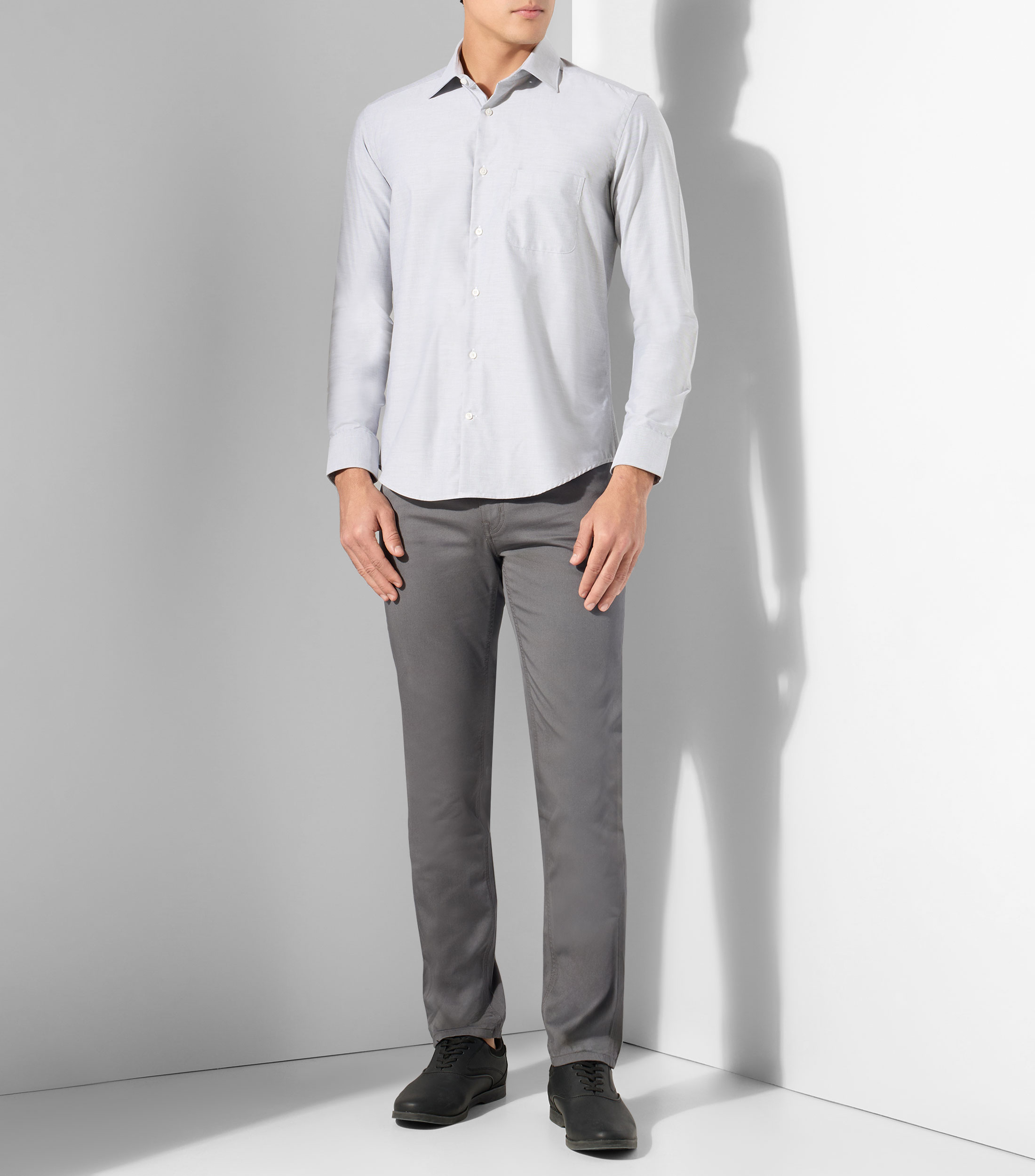 Camisa de vestir lisa con manga larga Hombre