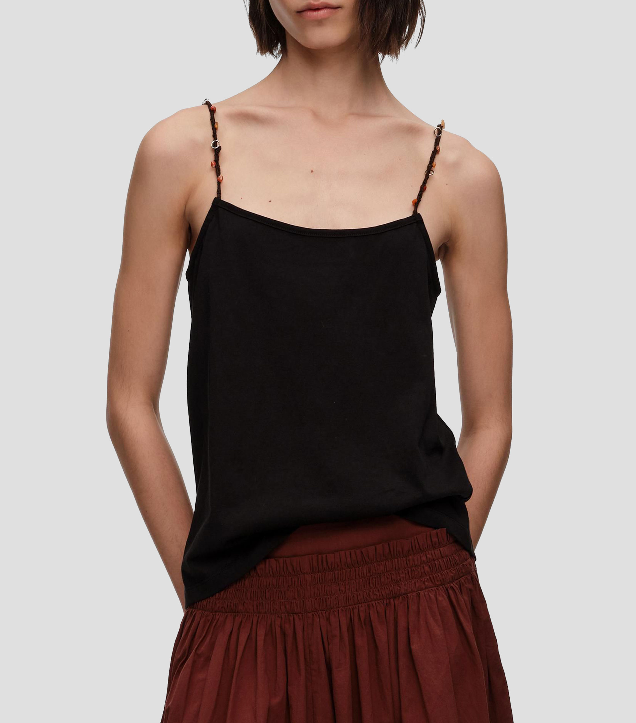 Top cuello cuadrado sin mangas liso Mujer