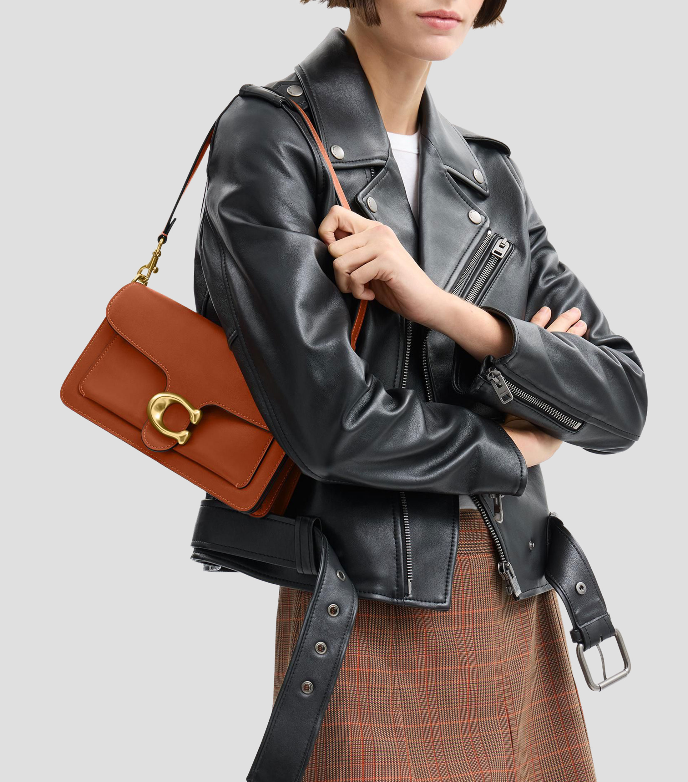Bolsa shoulder café en piel Tabby 26 lisa Mujer