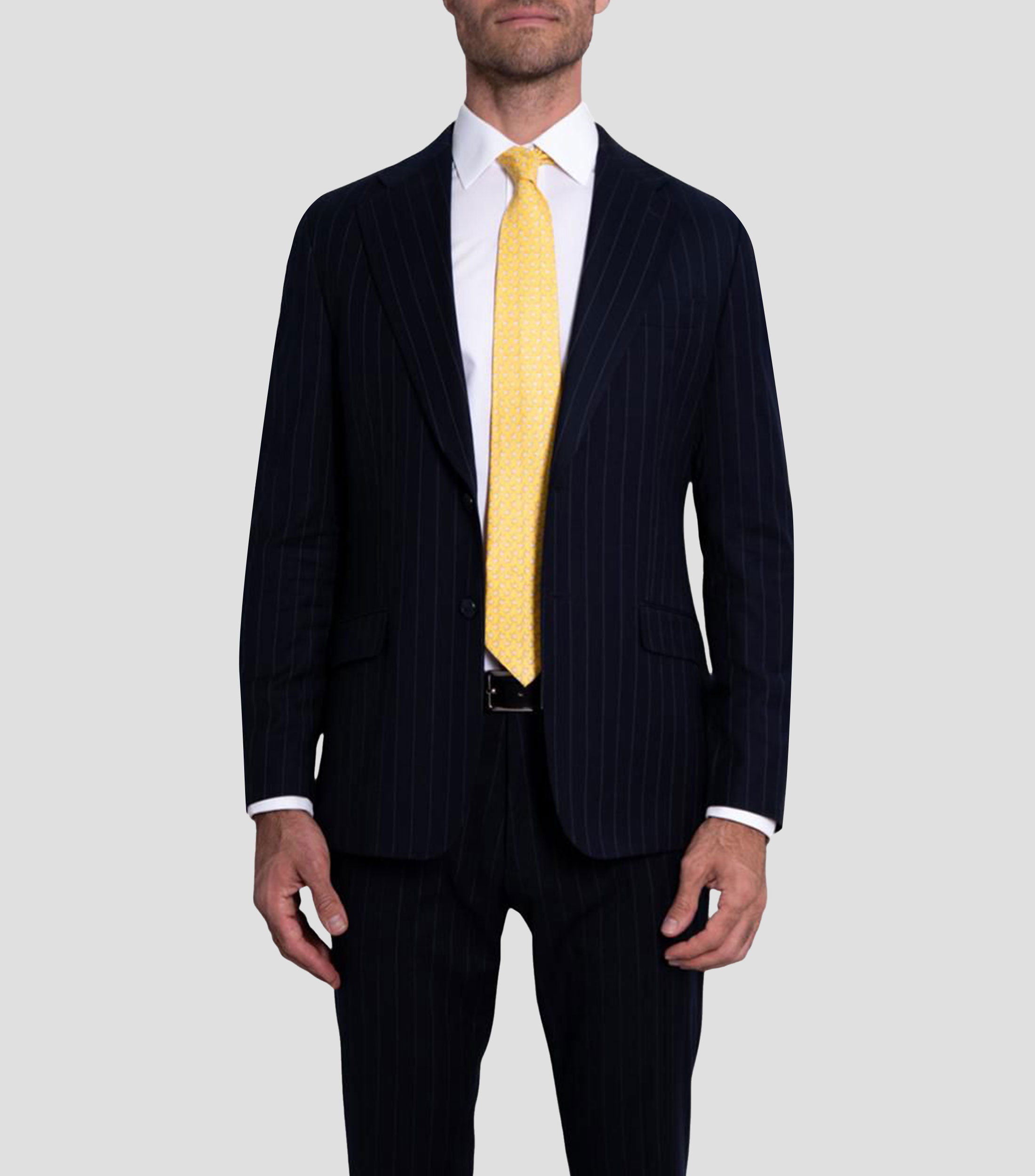 Corbata ancha en seda amarilla estampada S8 Rana Hombre