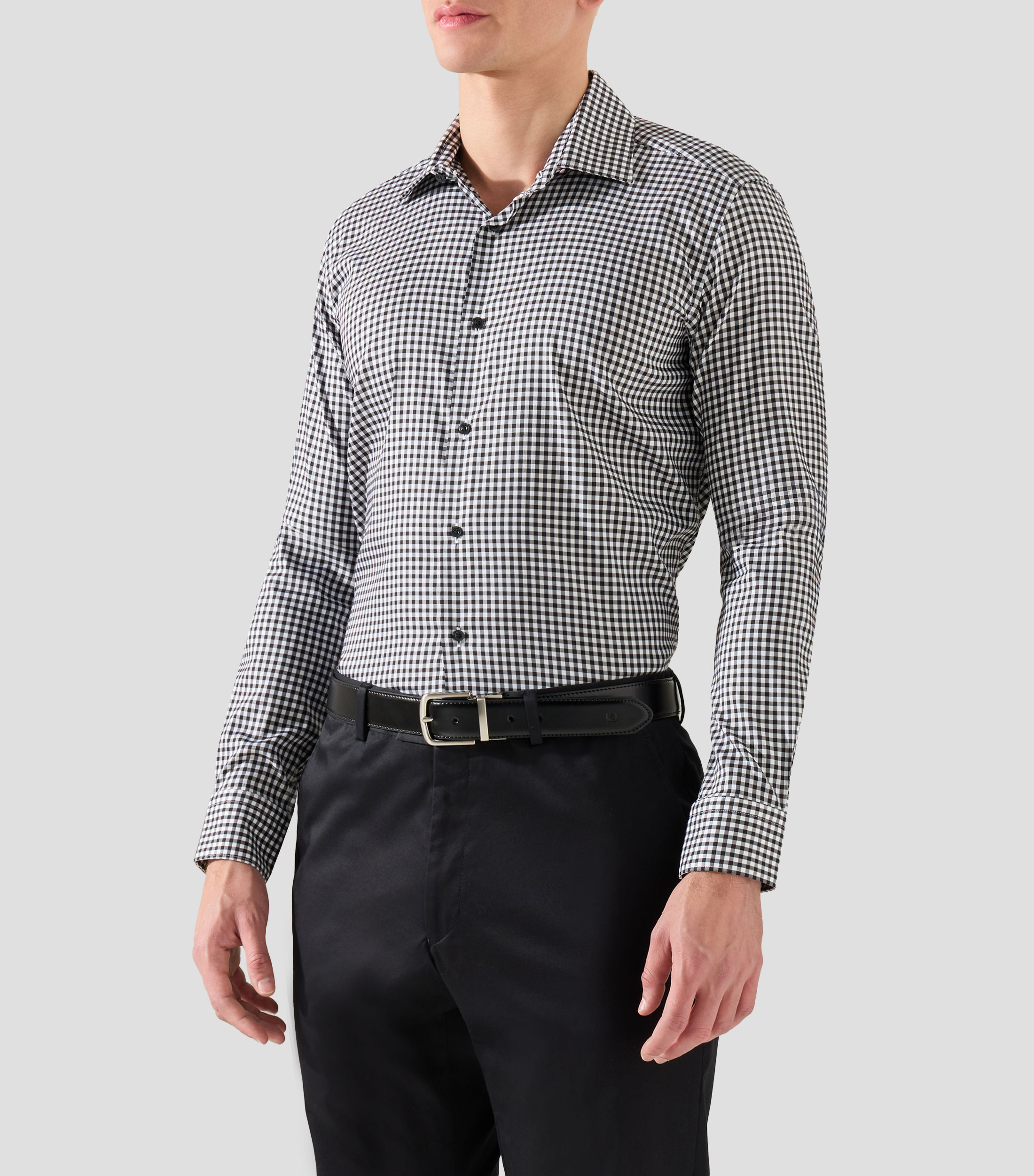Camisa de vestir con cuadros y manga larga Hombre