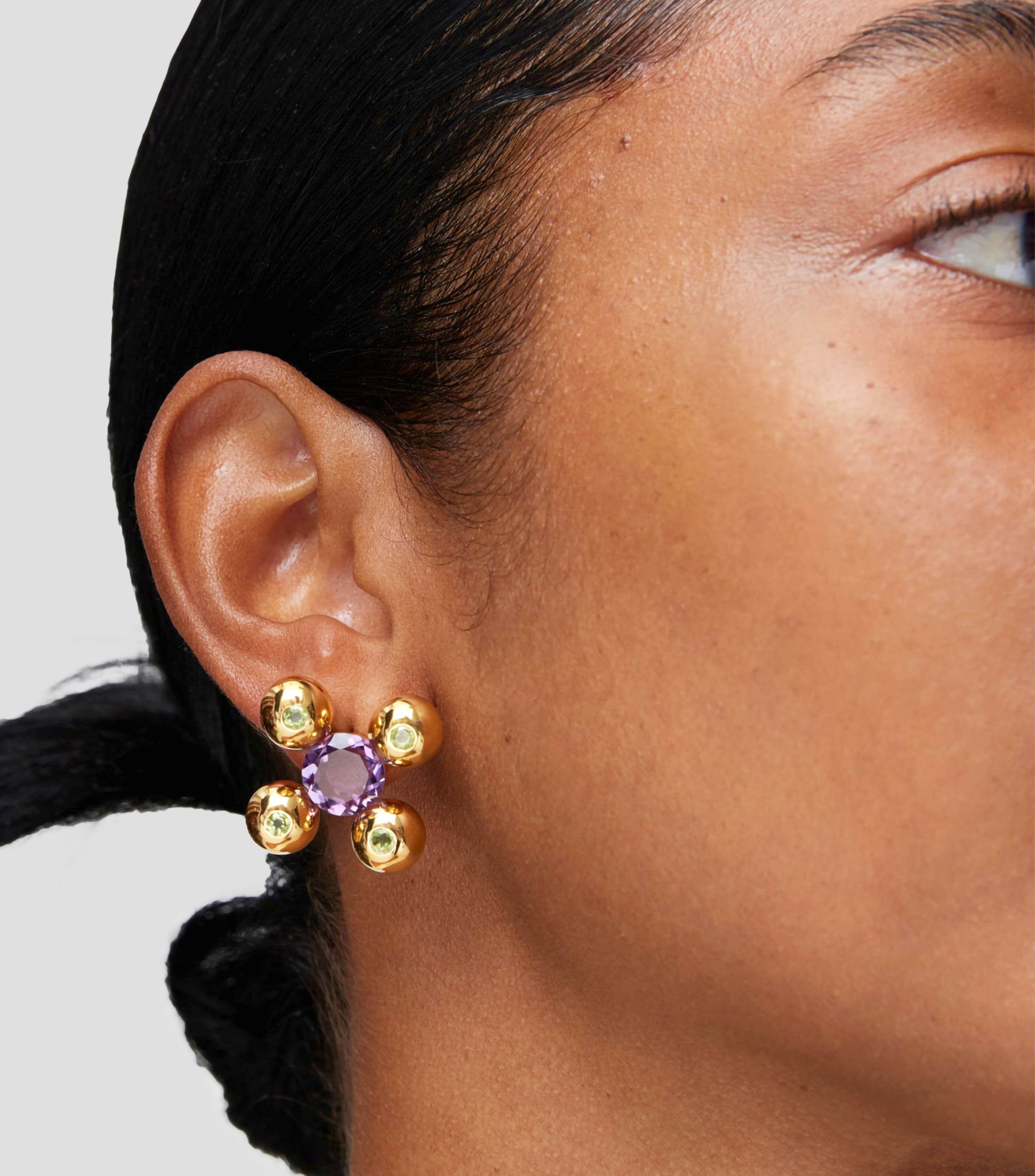 Aretes con amatista y peridoto Mujer