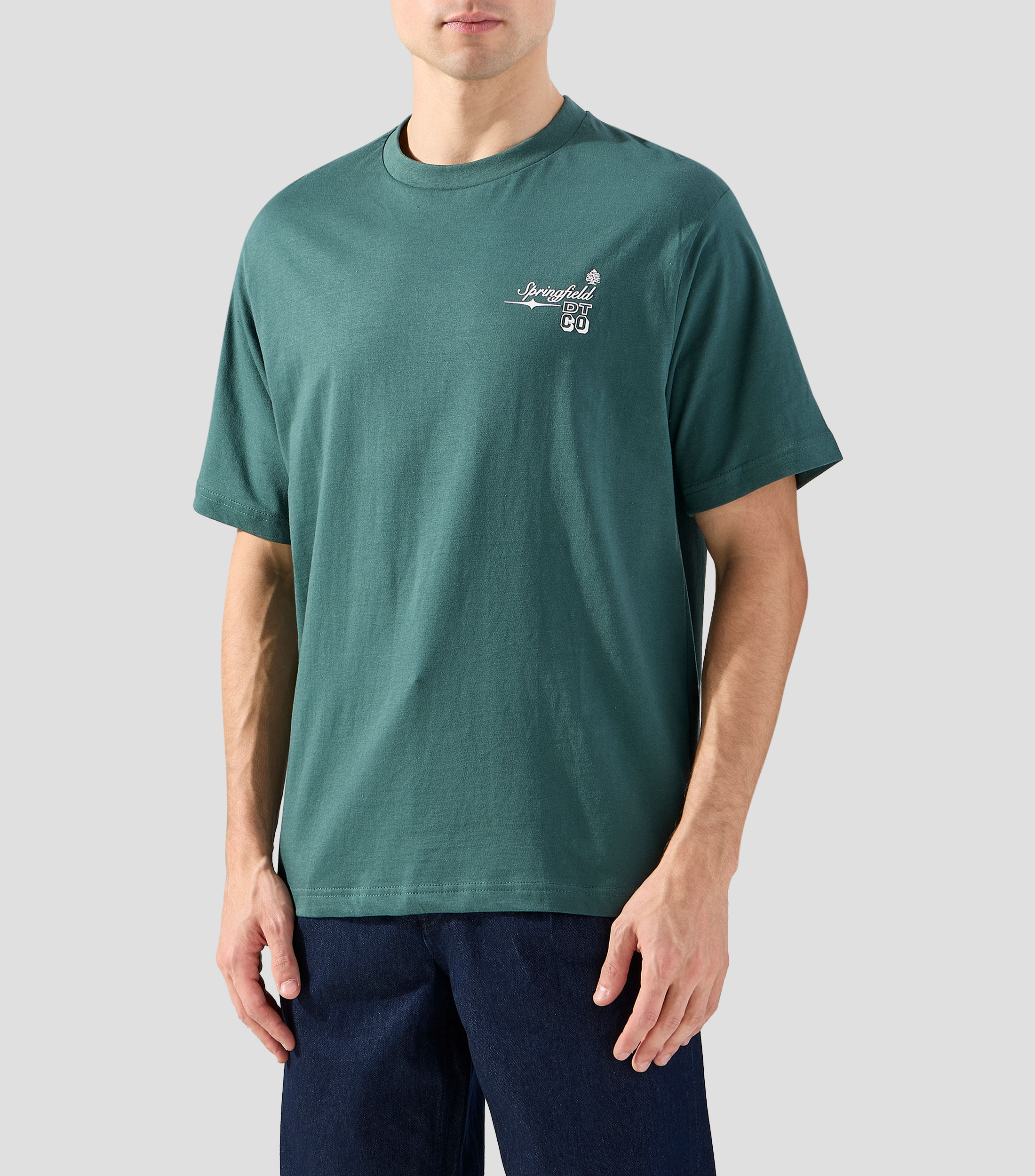 Playera de cuello redondo con manga corta estampada Hombre