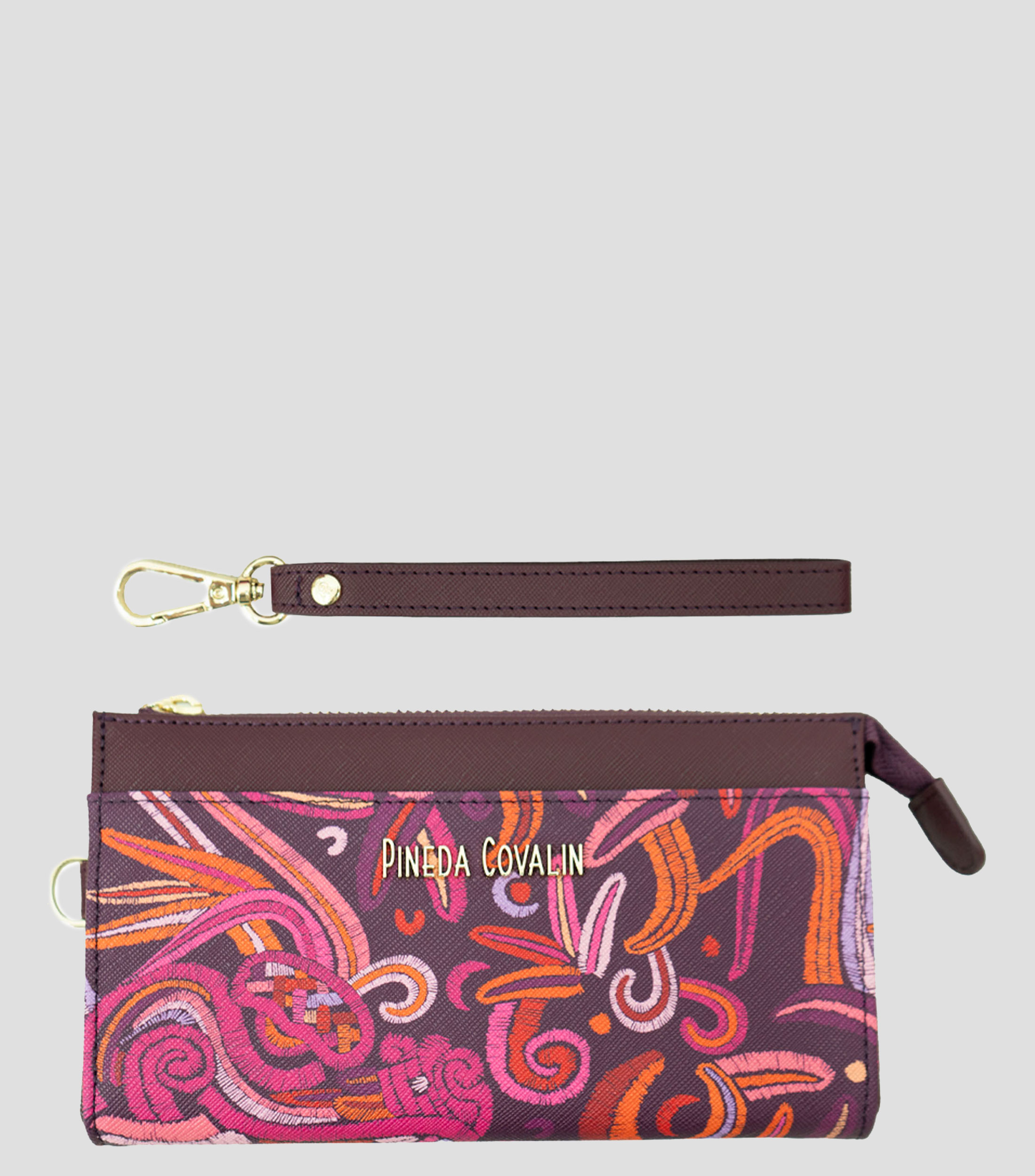 Bolsa wristlet fucsia Quetzalcóatl estampado Mujer