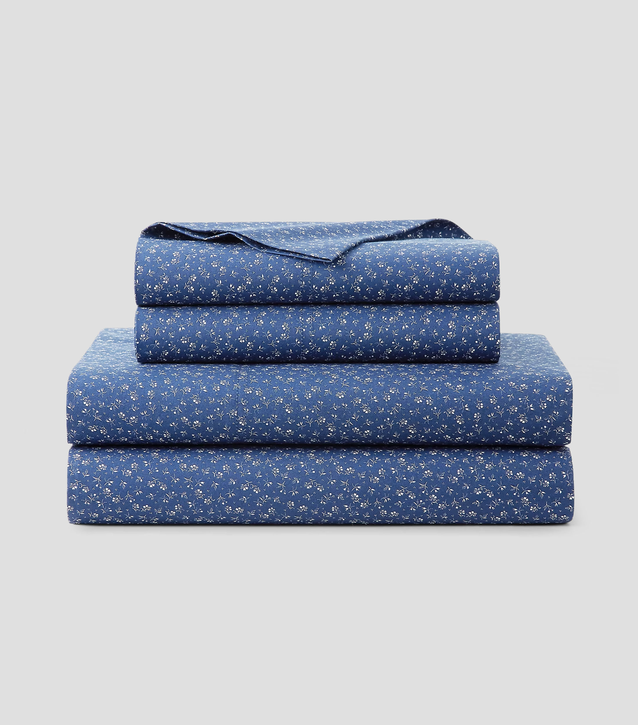 Sábana plana King Size en algodón Cate azul índigo