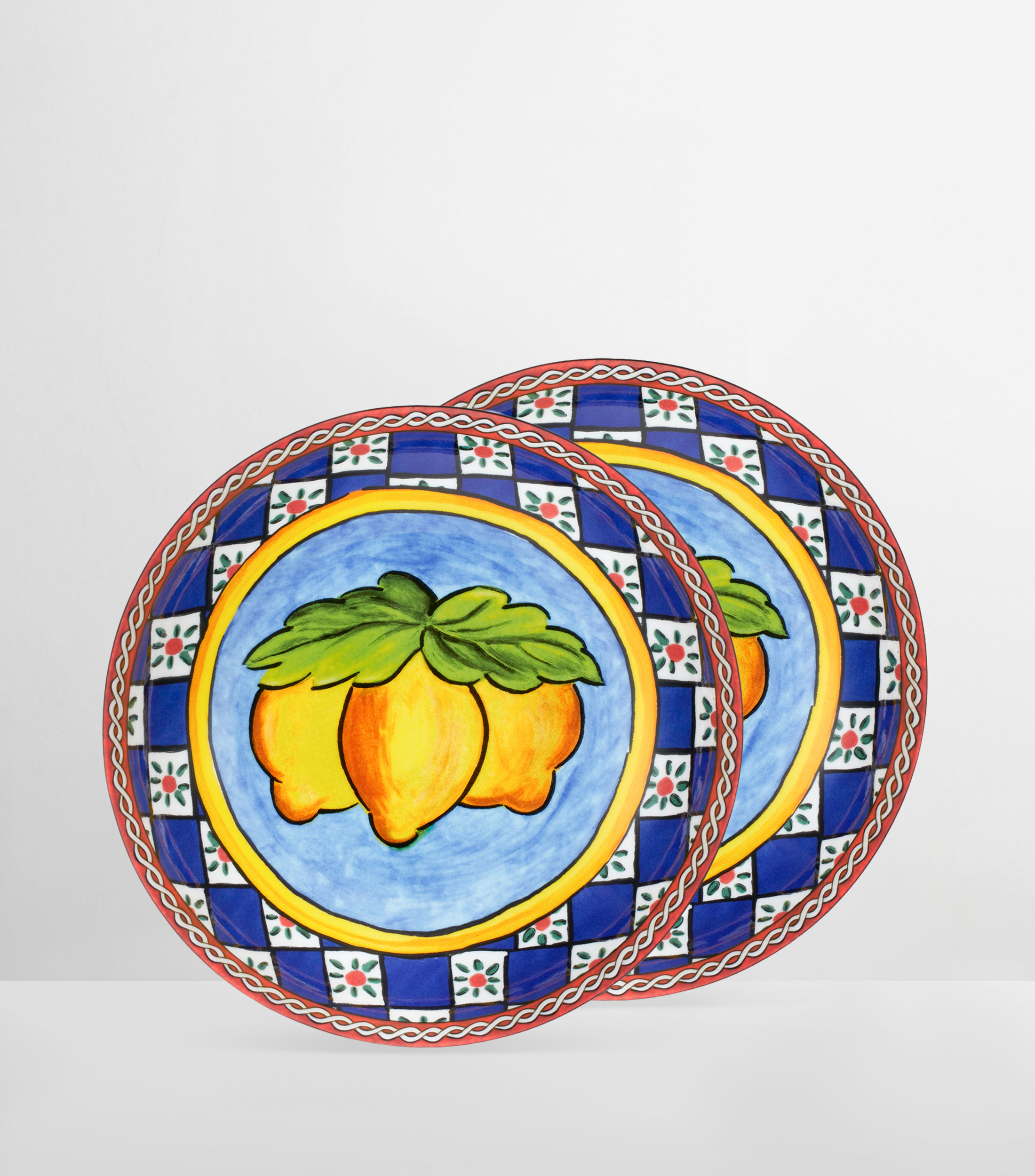 Set 2 platos hondos Limoni en porcelana estampado multicolor