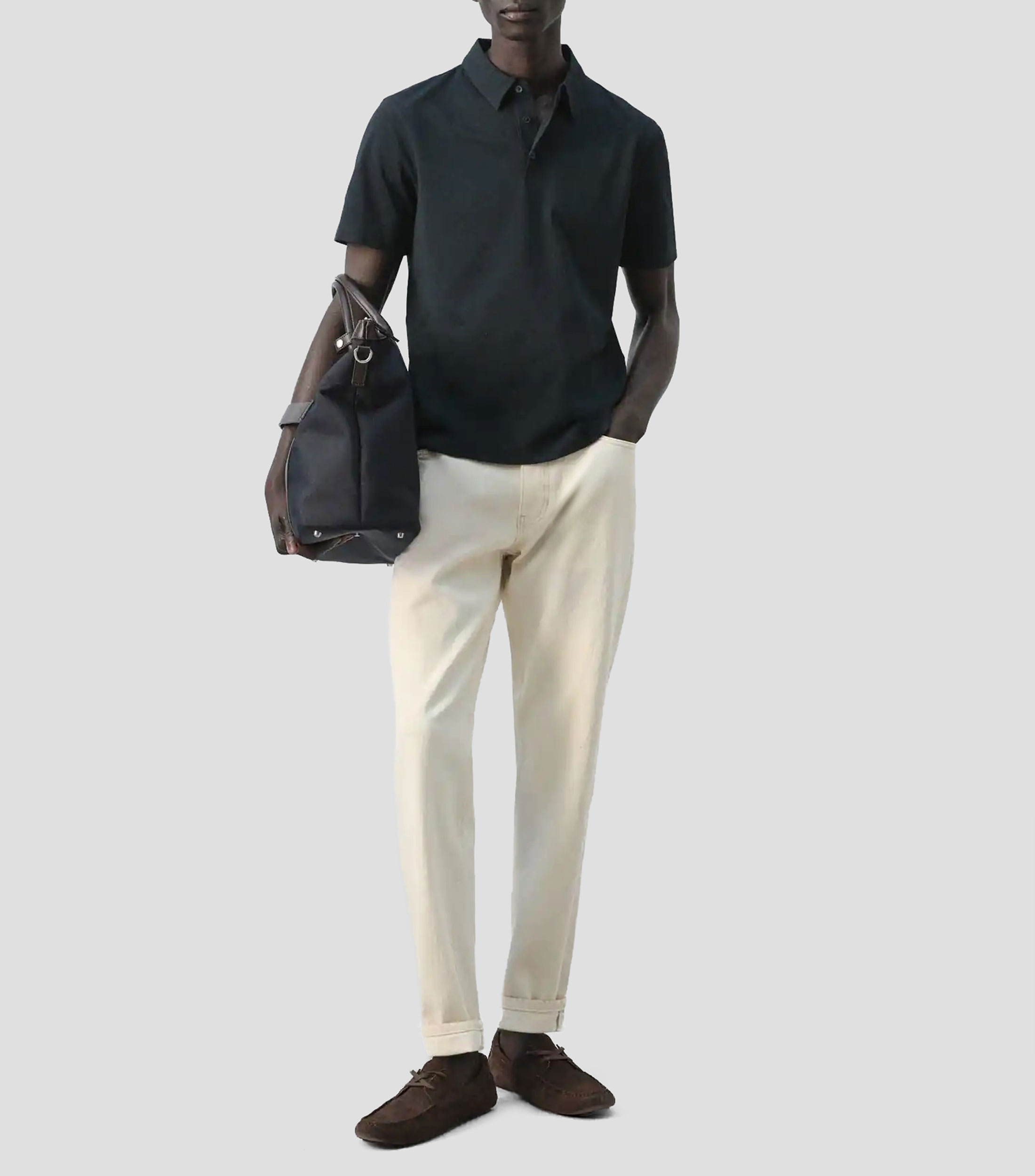 Playera tipo polo de manga corta lisa Hombre