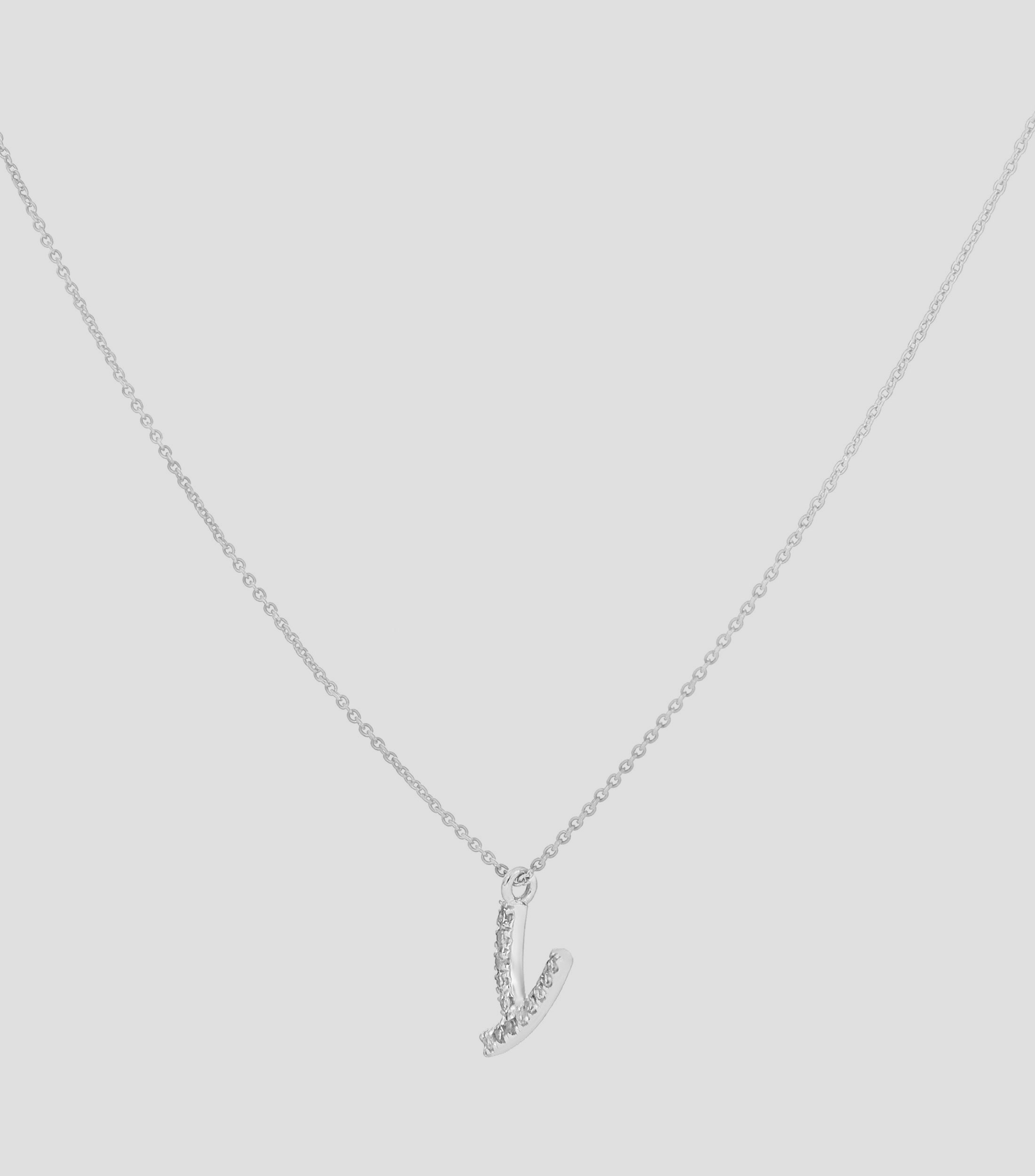 Collar en oro blanco de 14 Kts con diamantes Letra "Y" Mujer