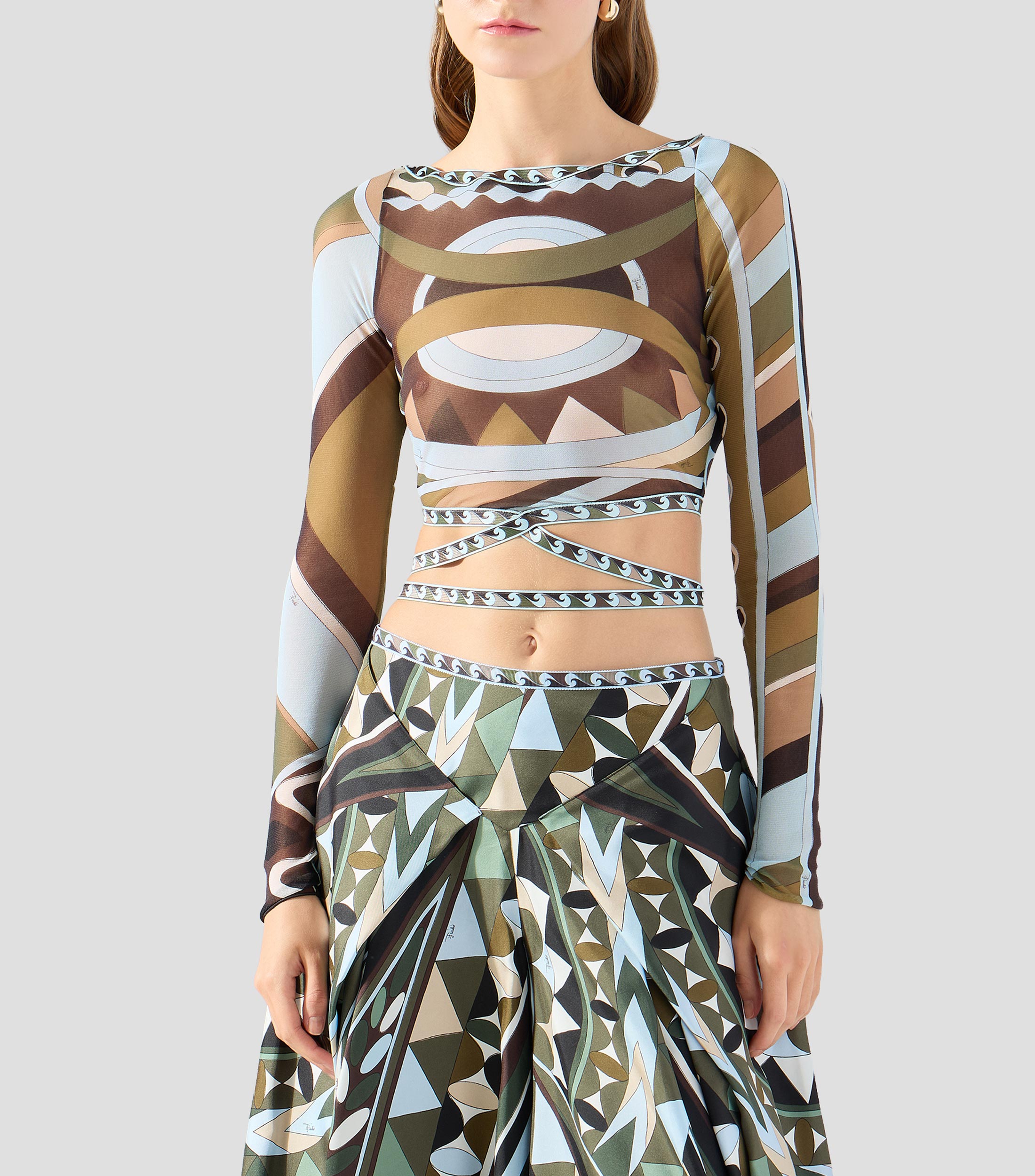Blusa estampada con manga larga Mujer