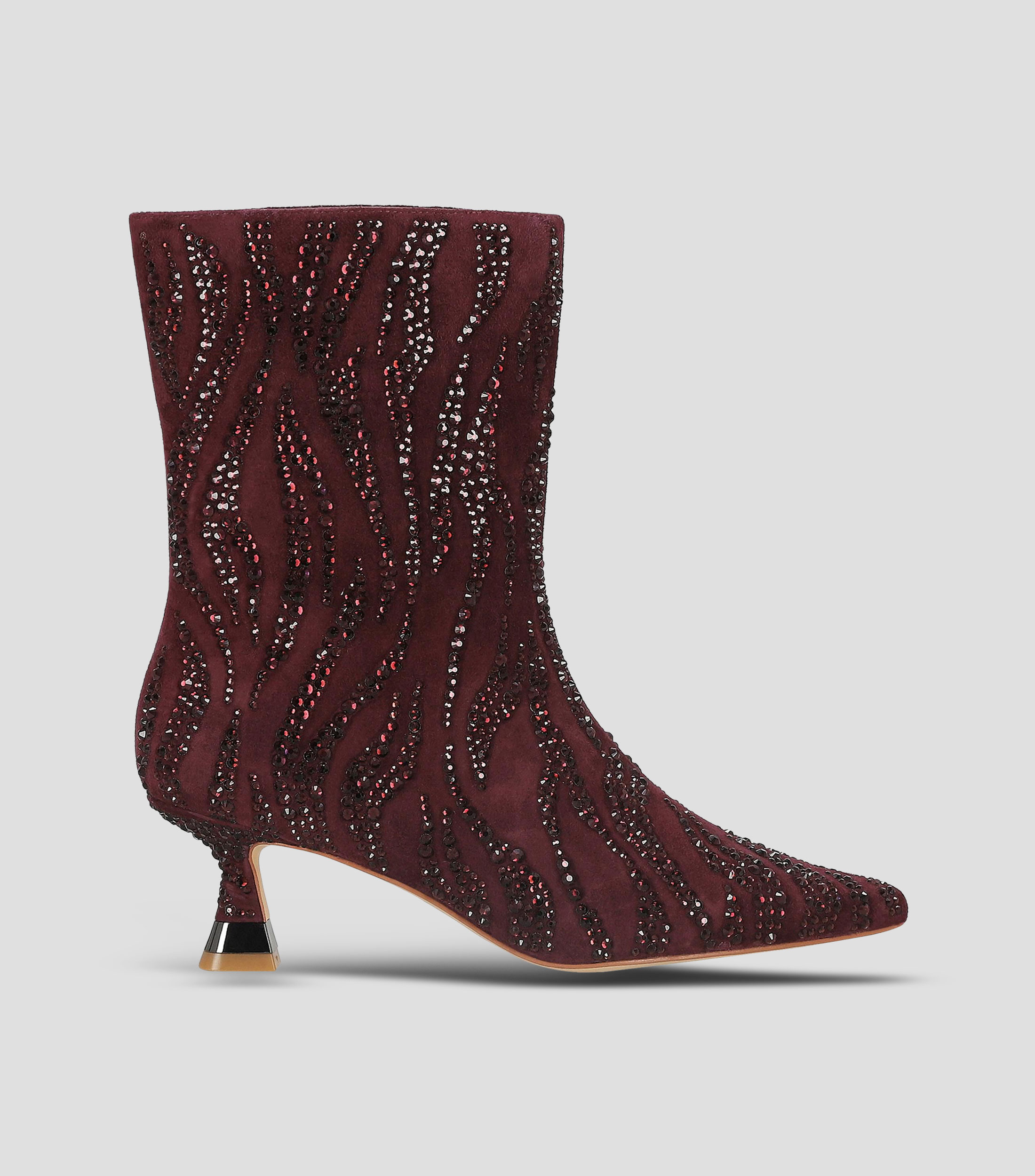 Botines de piel con tacón medio de aguja Mujer