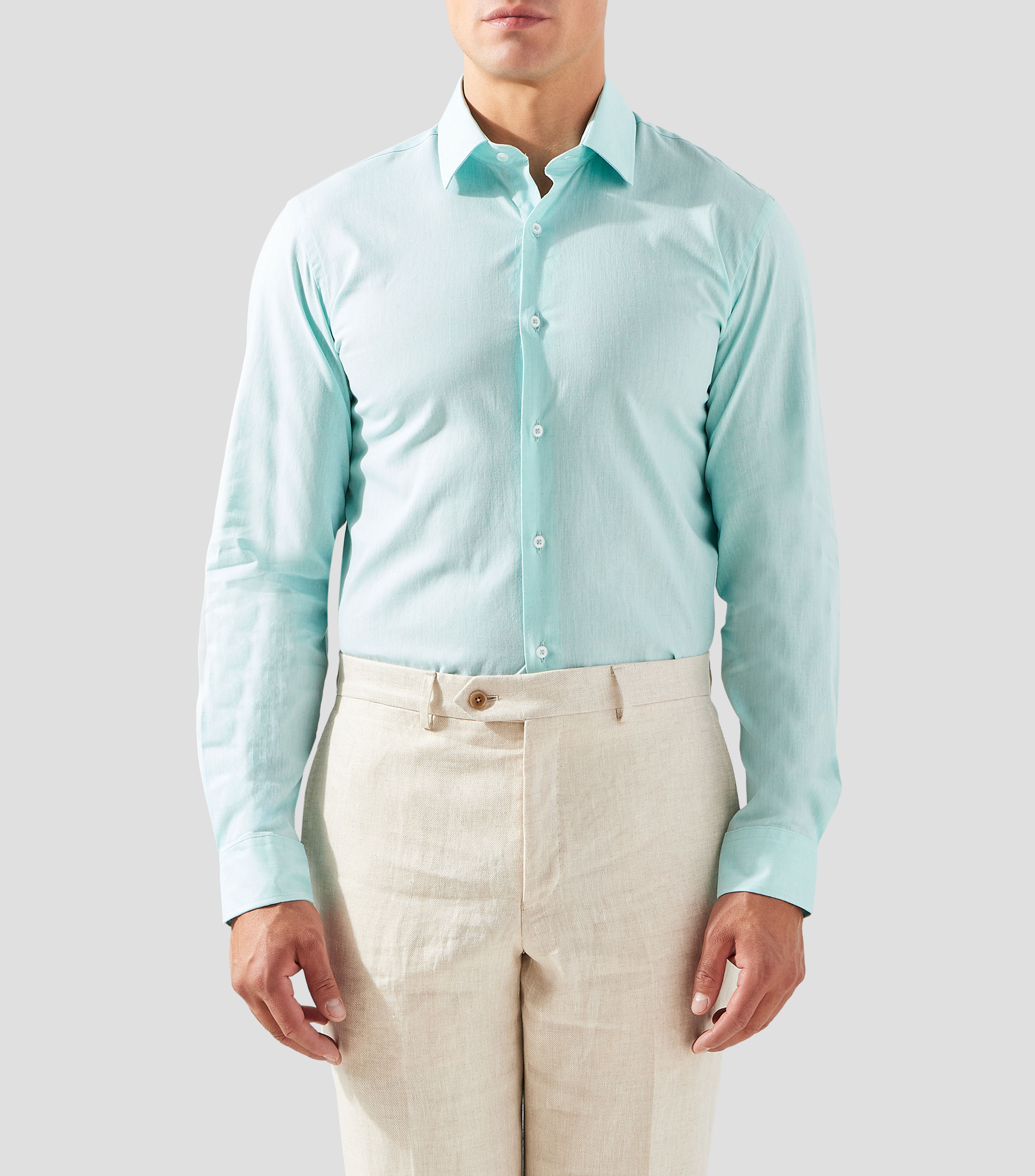 Camisa de vestir lisa manga larga Hombre