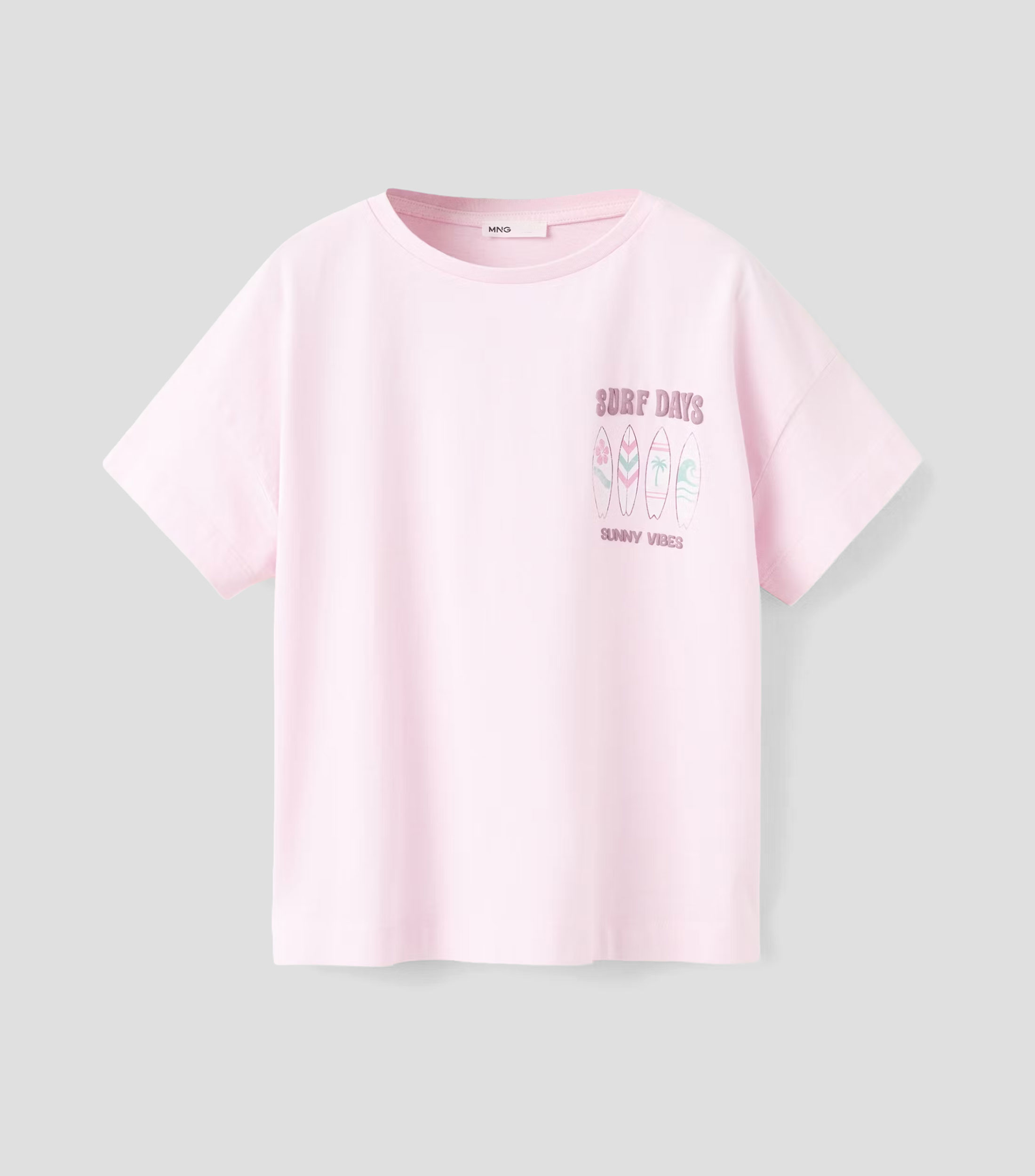 Playera cuello redondo manga corta estampada Niña