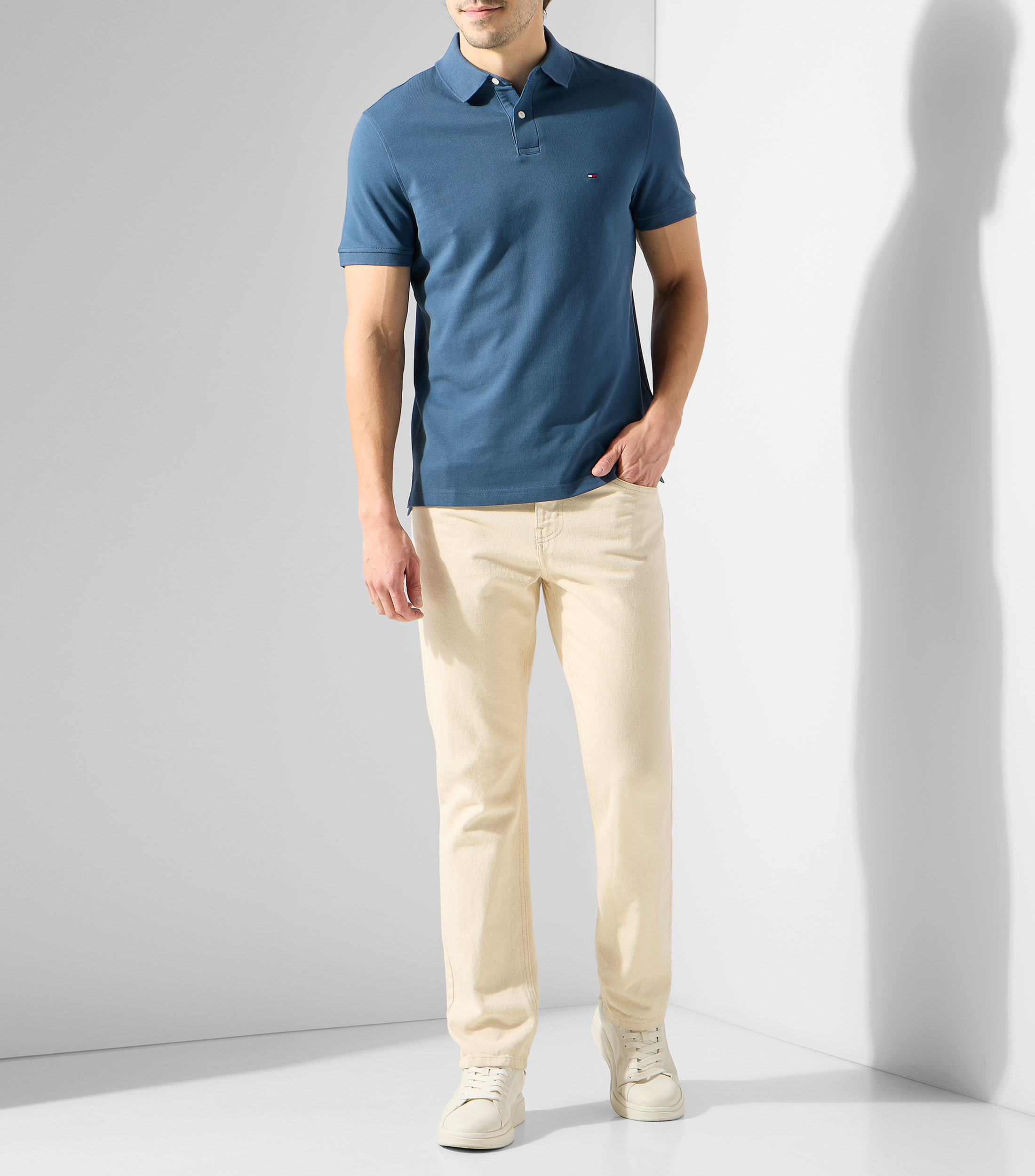 Playera tipo polo manga corta lisa Hombre