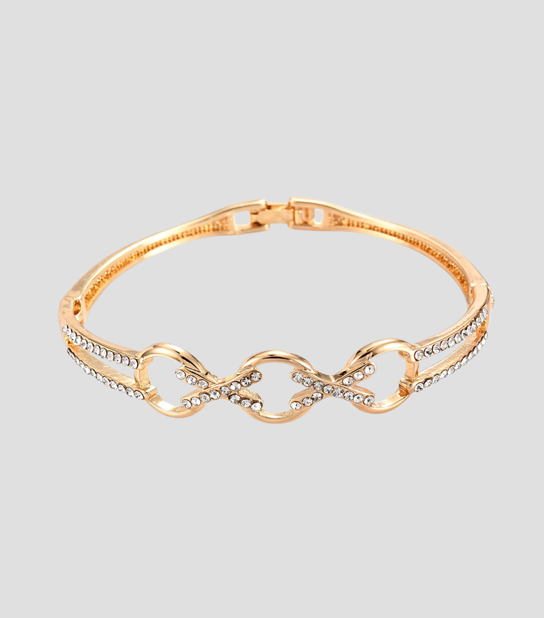 Brazalete con diseño de eslabones circulares y cristales incrustados Mujer
