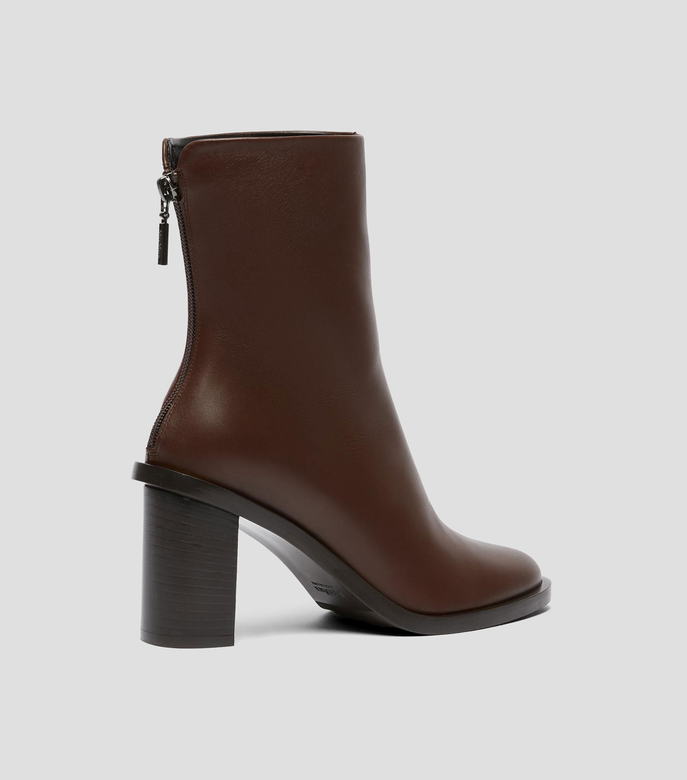 Botas vaqueras medias en piel con tacón alto cuadrado Mujer