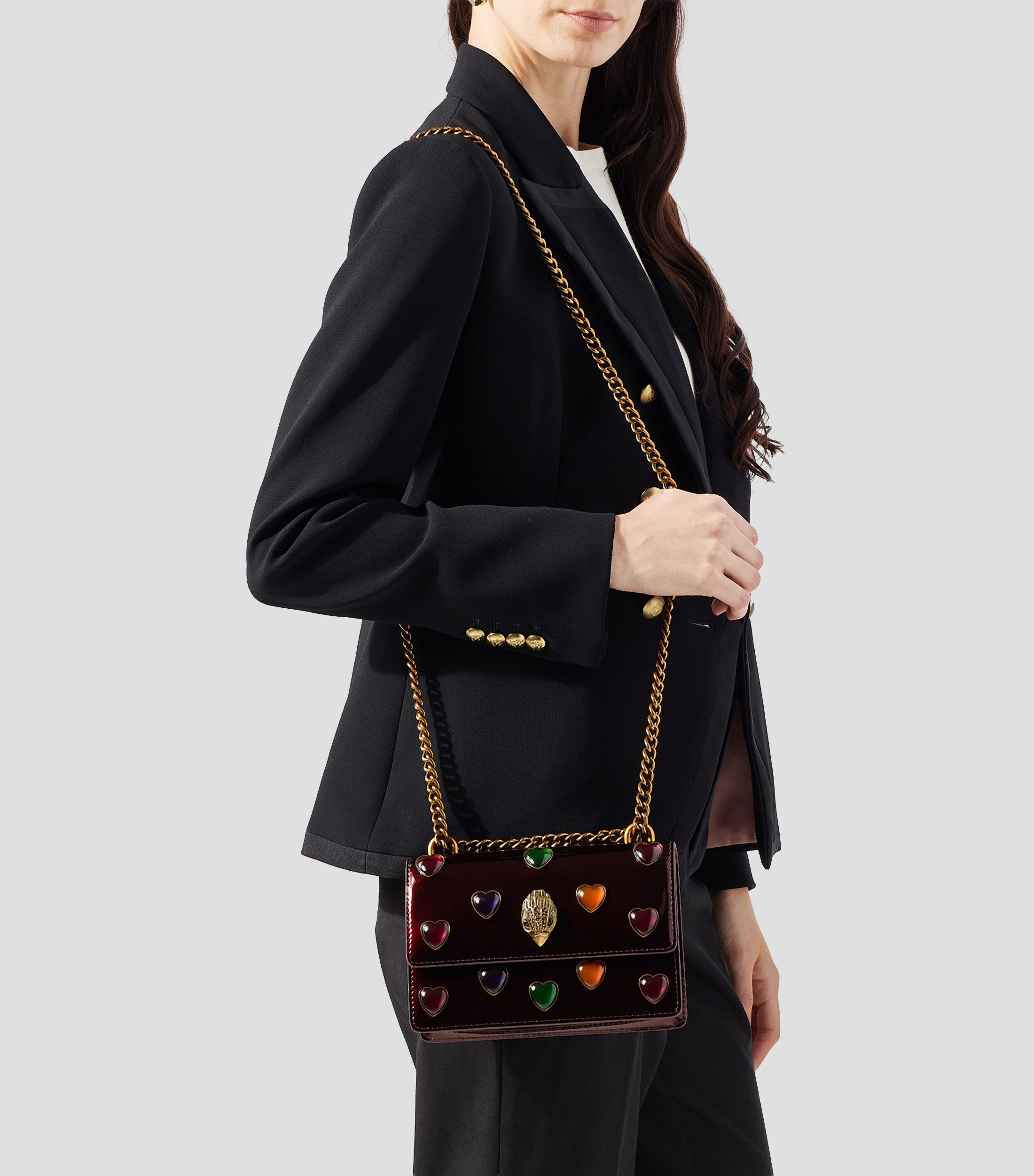 Bolsa crossbody en piel Shoreditch con corazones Mujer