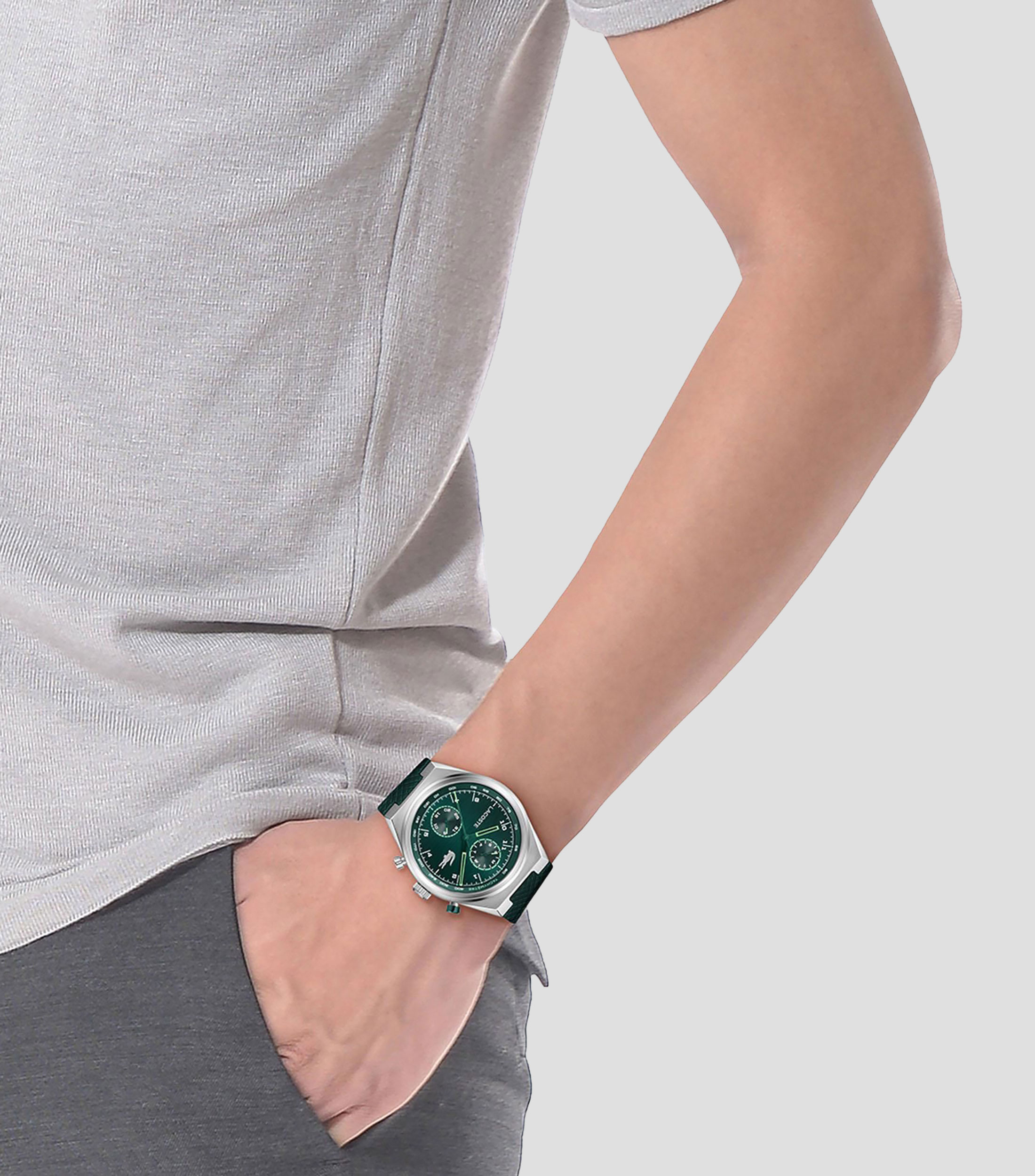 Reloj para hombre Line Racer casual Verde, Plateado