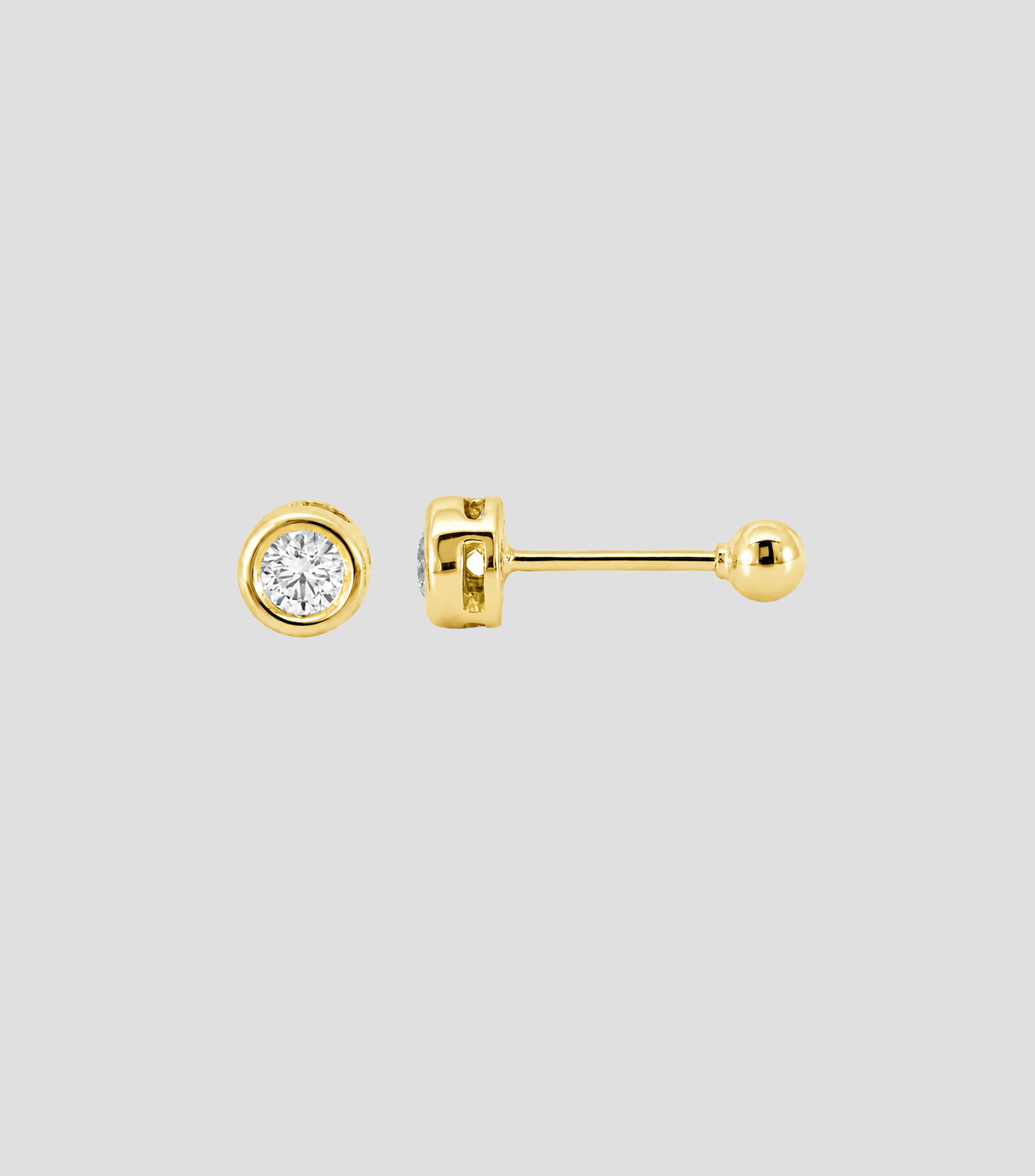 Aretes en Oro de 14 Kilates con Brillante Bebé