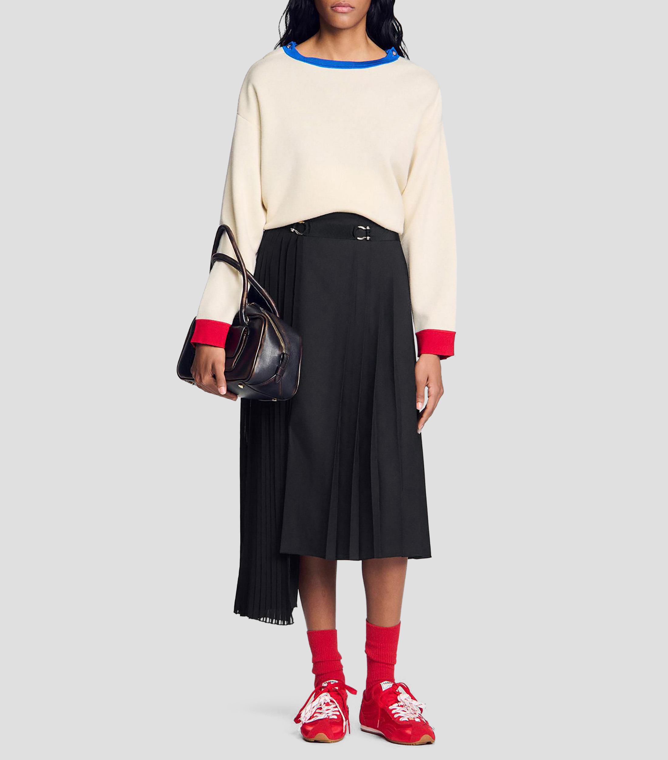 Falda midi recto lisa Mujer