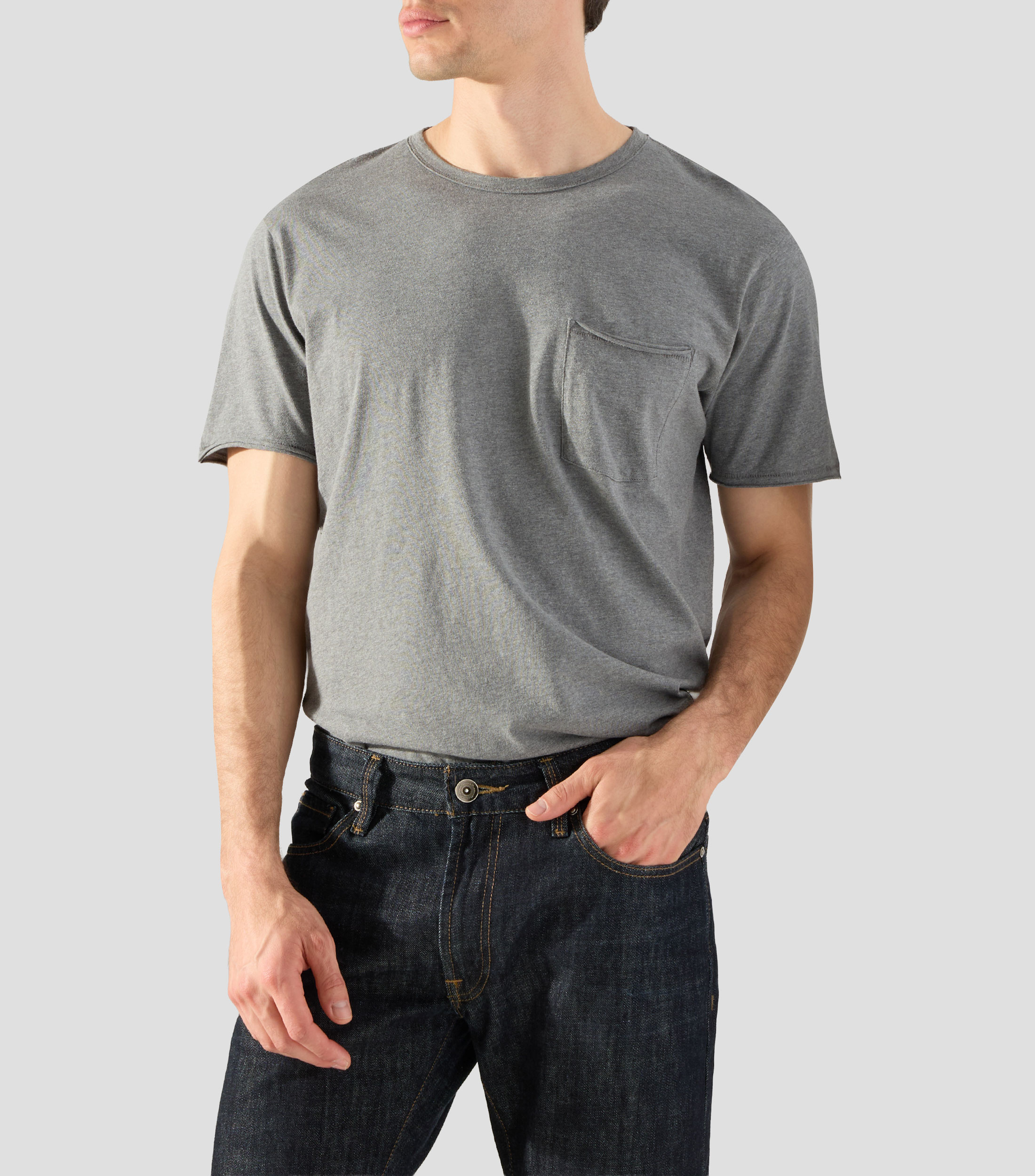 Playera de cuello redondo con manga corta lisa Hombre