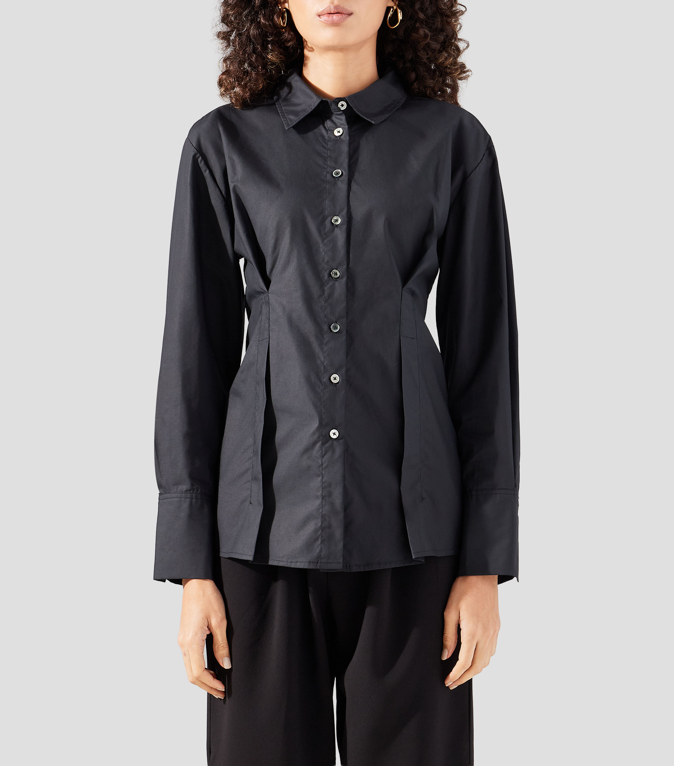 Camisa lisa manga larga Mujer