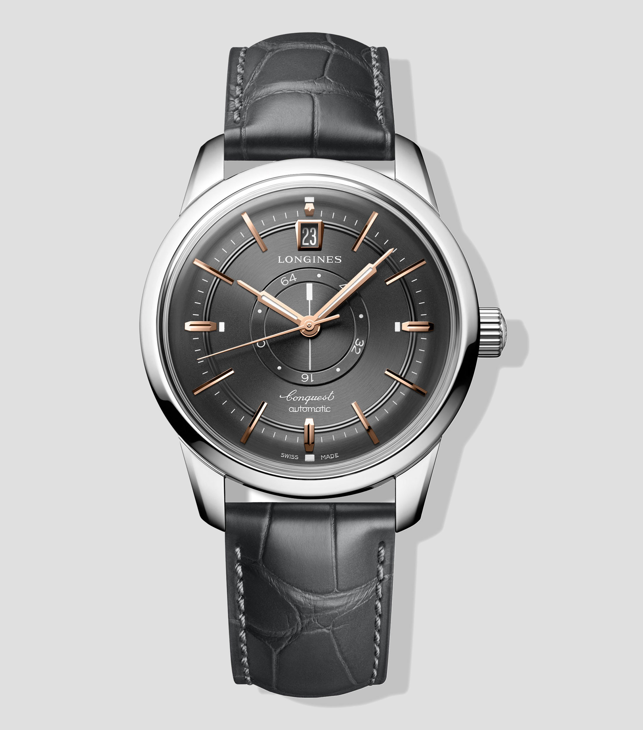 Reloj para hombre Conquest Heritage Central Power Reserve De Vestir, Plateado
