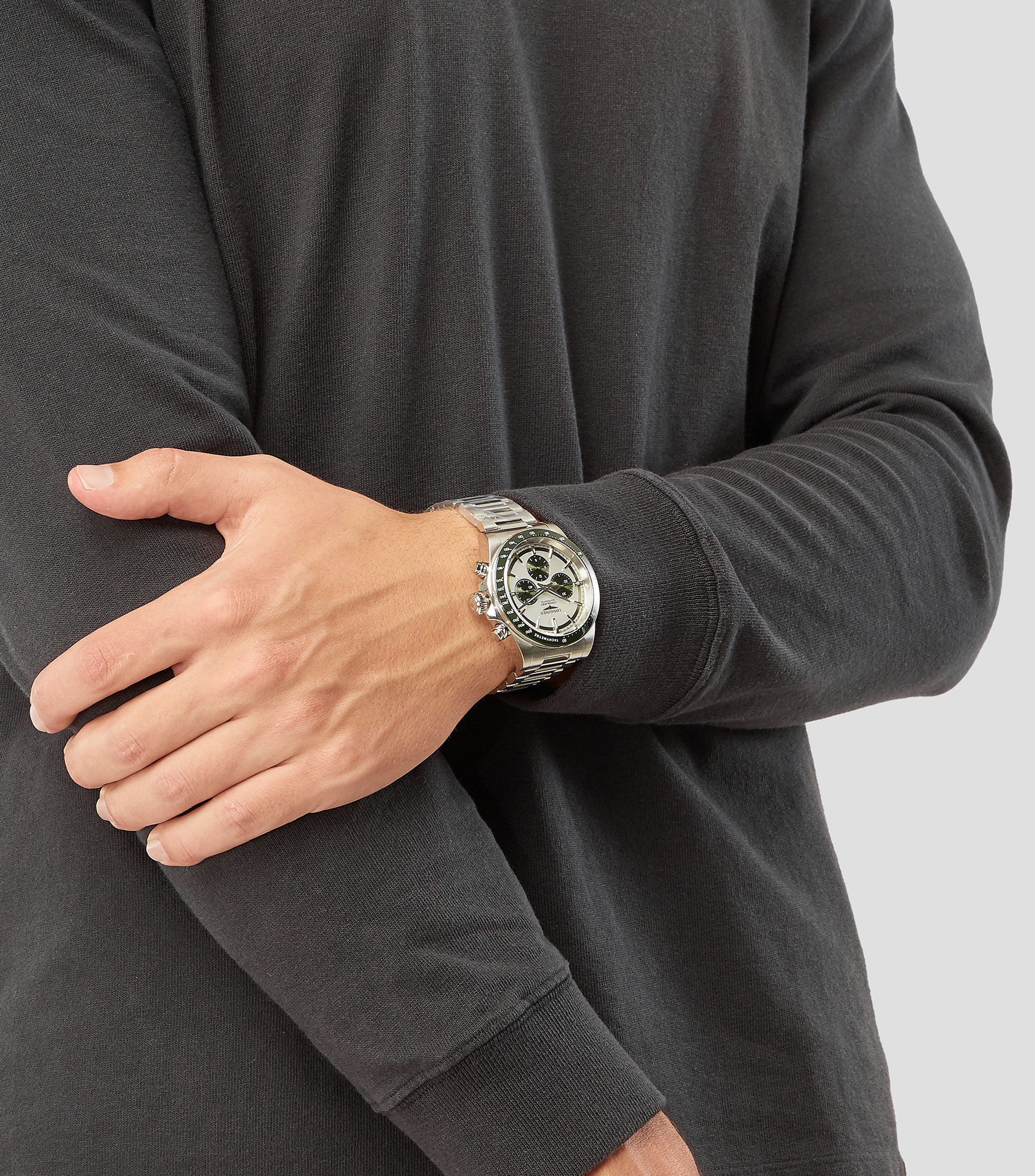 Reloj para Hombre Conquest Chronograph Casual Plateado, Verde