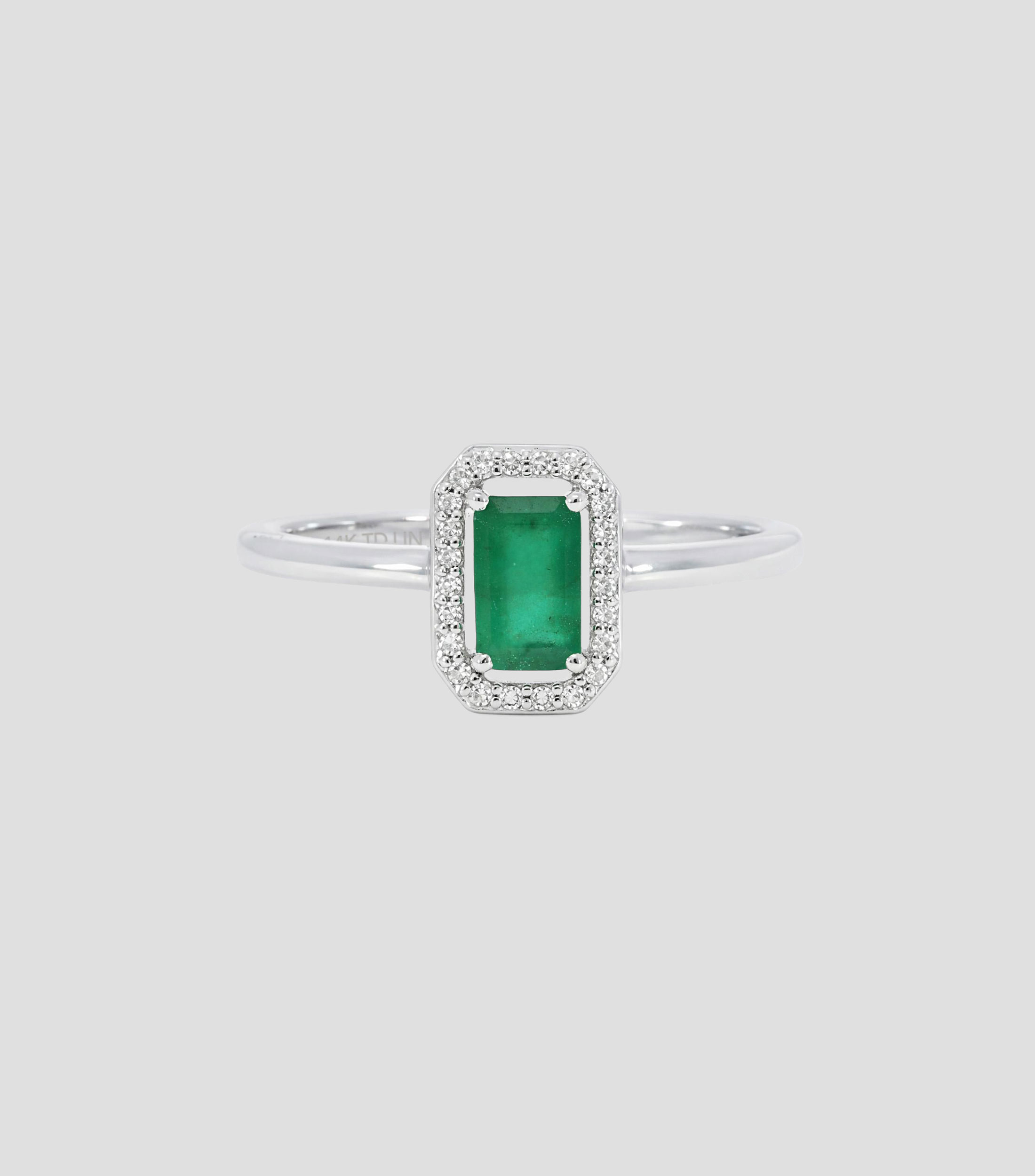 Anillo en Oro de 14 Kilates con esmeralda Mujer