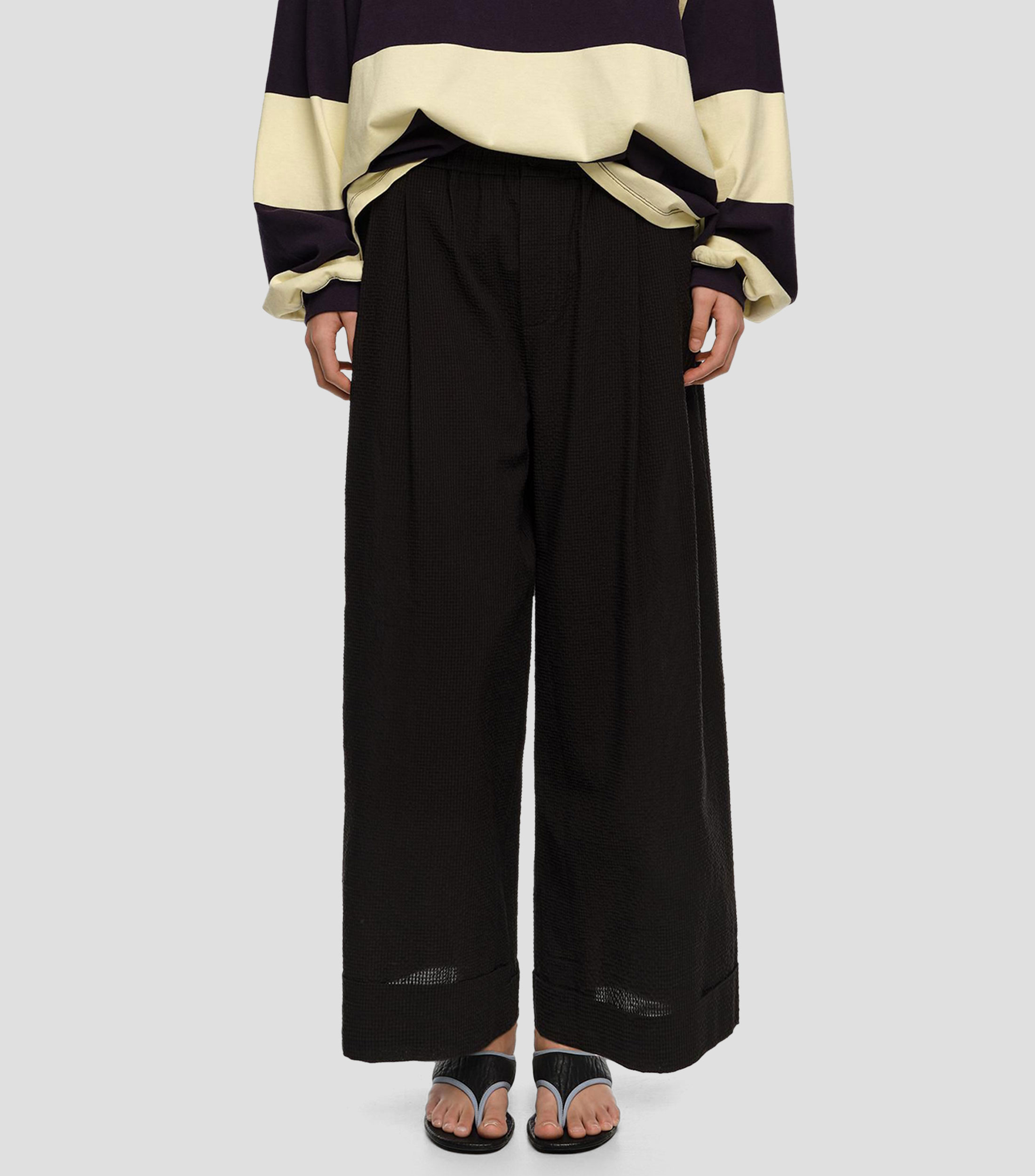 Pantalón campana textura Mujer