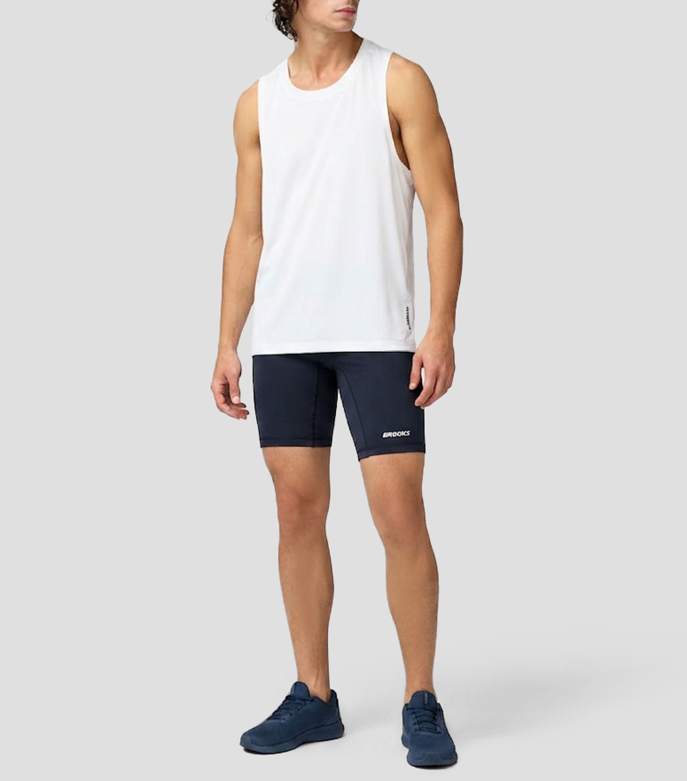 Playera para correr sin mangas cuello redondo lisa Blanca Hombre
