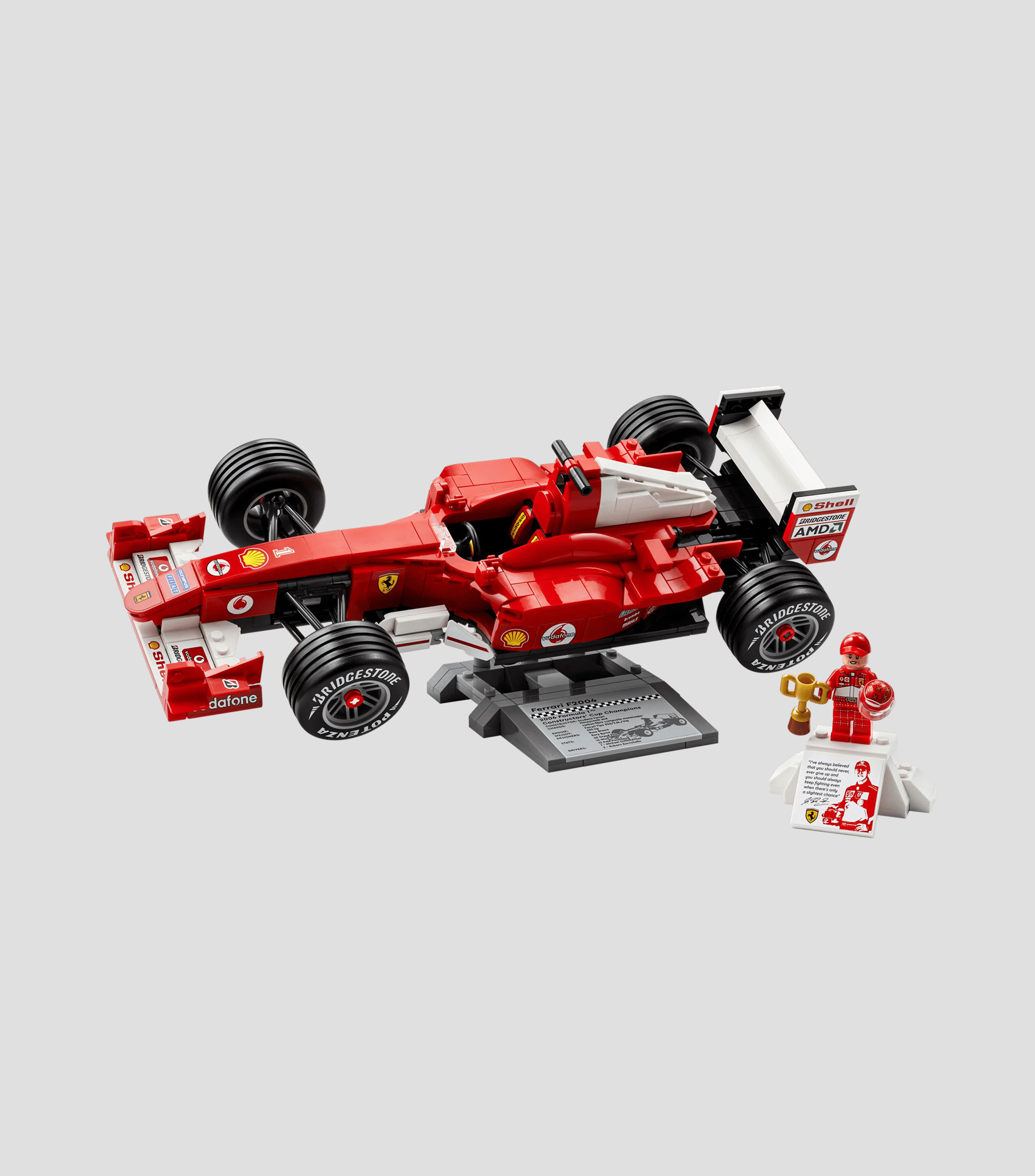 Lego Icons Ferrari F2004 y Michael Schumacher