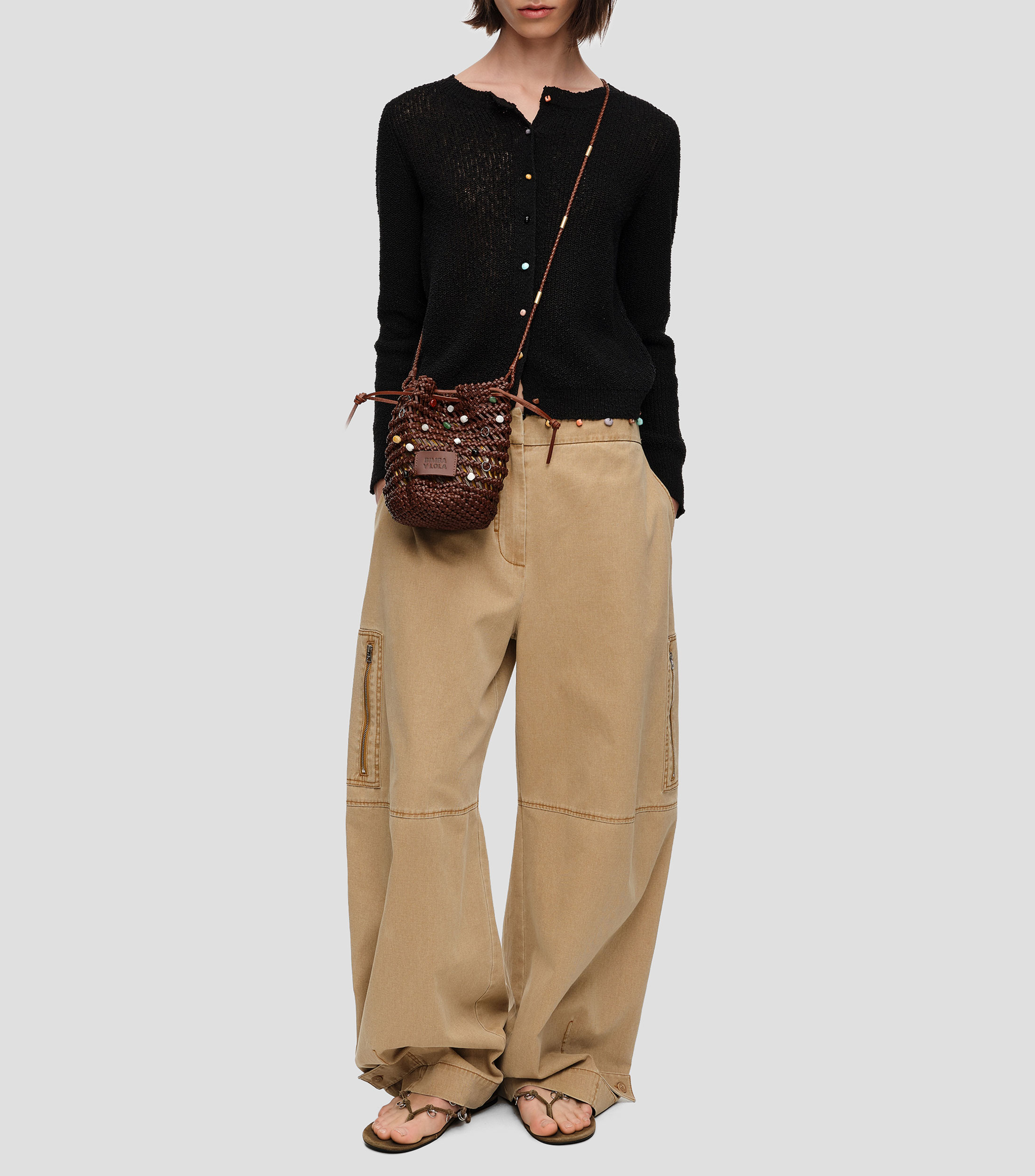 Bolsa crossbody con trenzado de piel Mujer