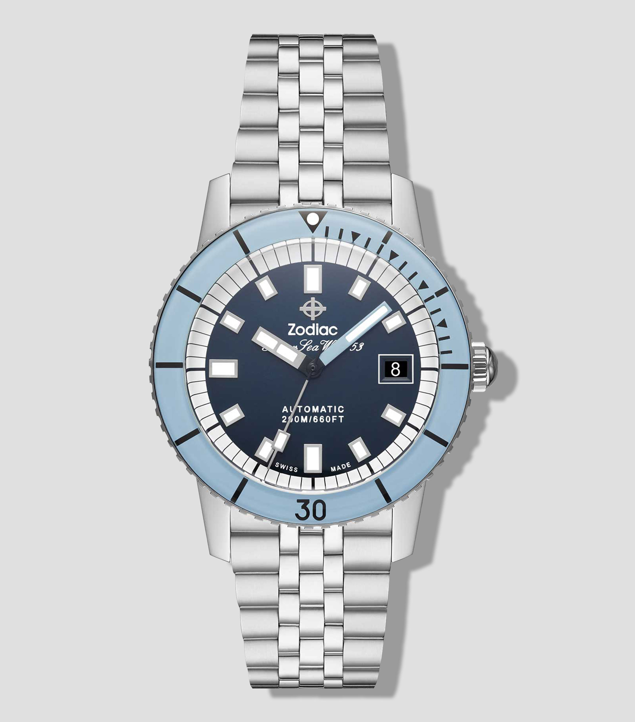 Reloj para Hombre Compression casual plateado, celeste