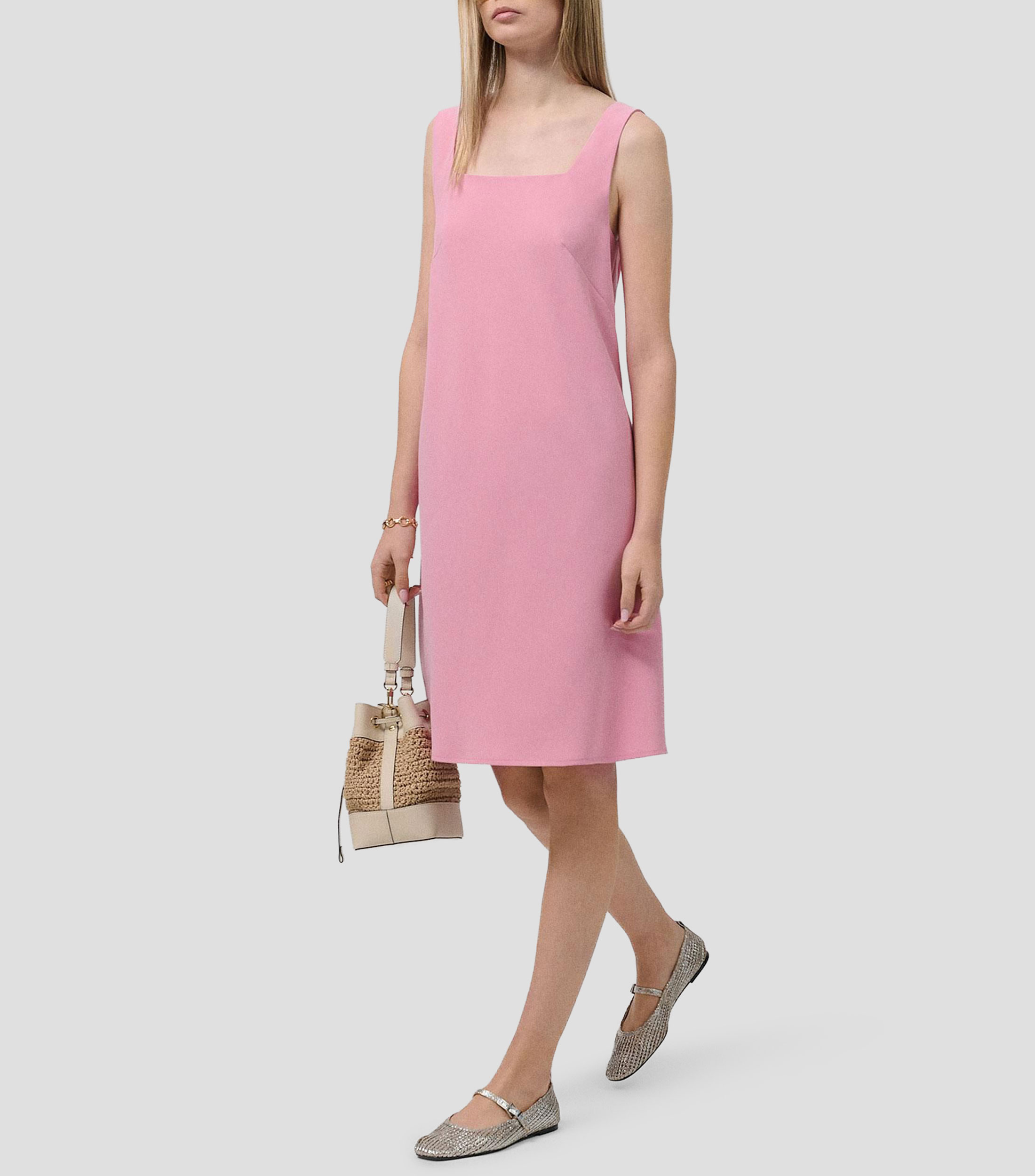 Vestido midi liso Mujer
