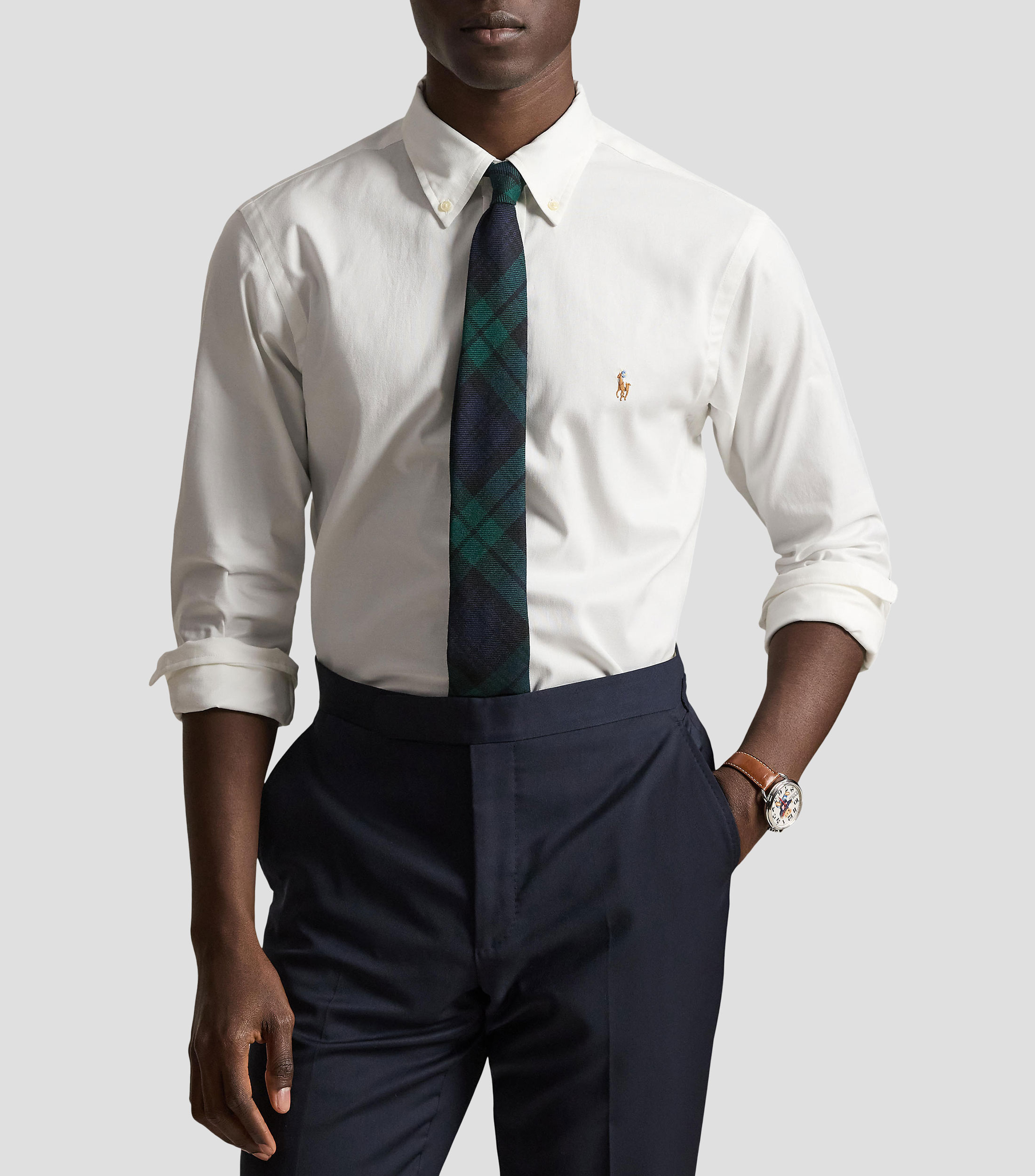 Camisa lisa manga larga Hombre