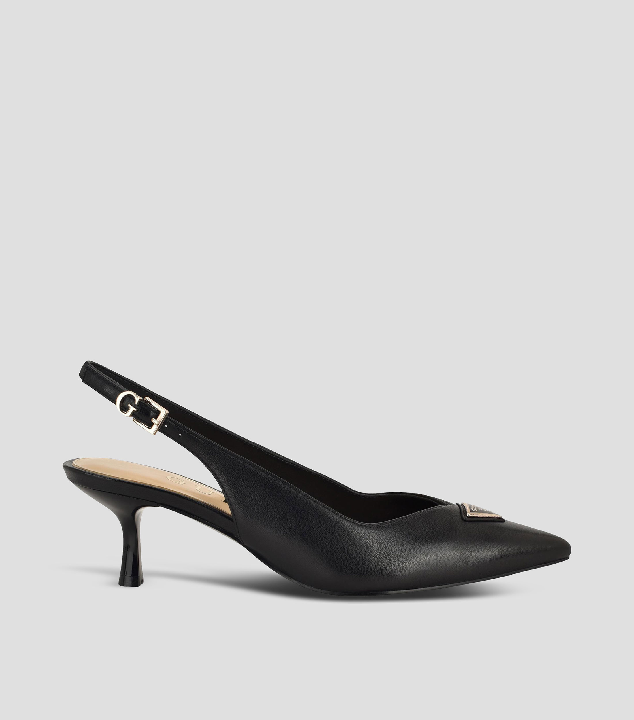Zapatillas slingback de tacón bajo de media luna Mujer