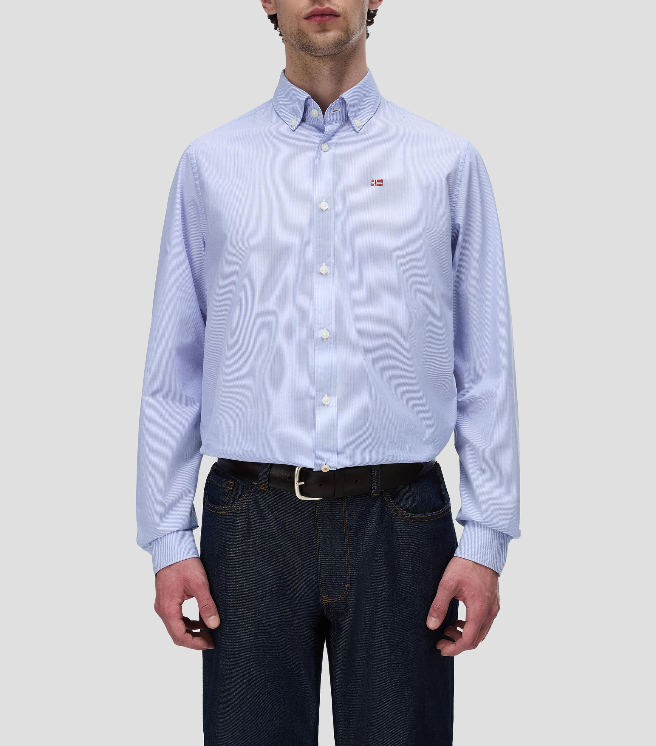 Camisa con líneas manga larga Hombre