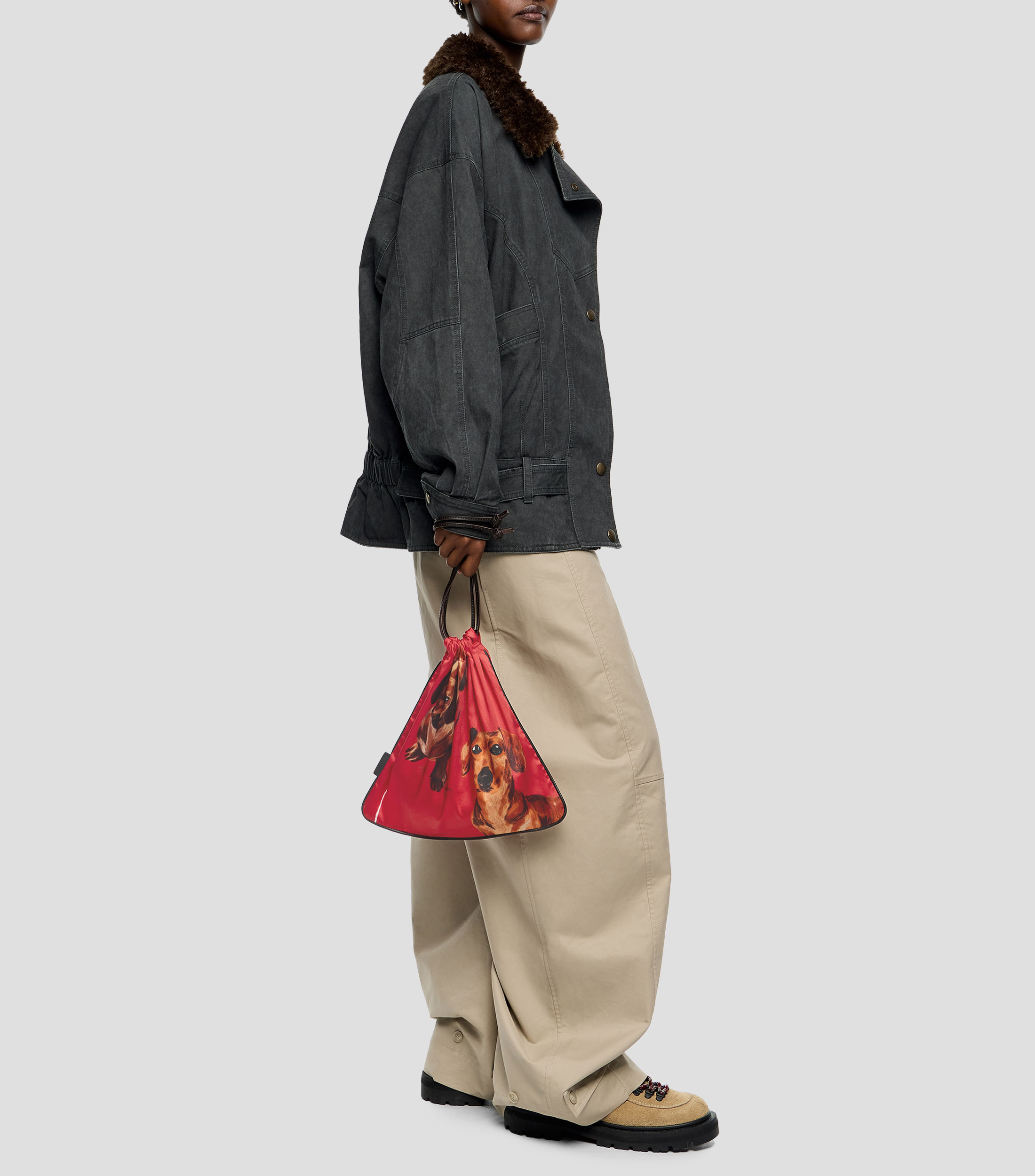 Bolsa pouch pañuelo Dogs roja Mujer