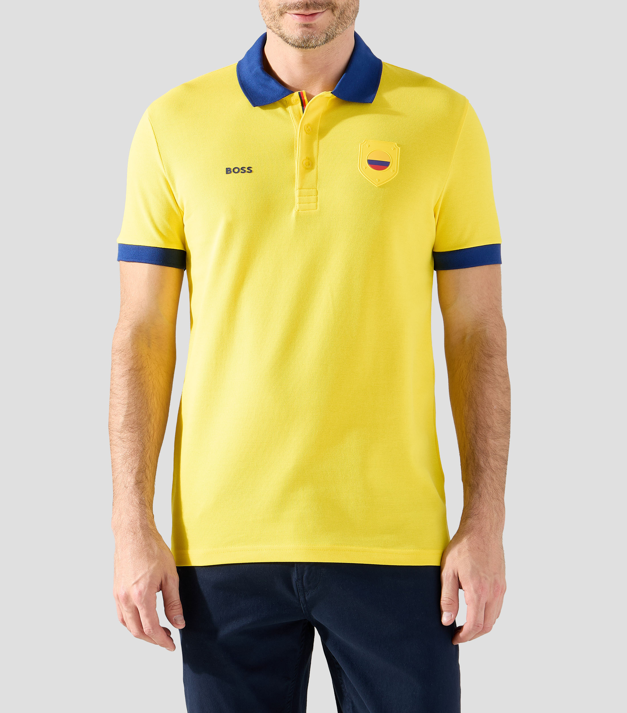 Playera polo manga corta Colombia sólida Hombre