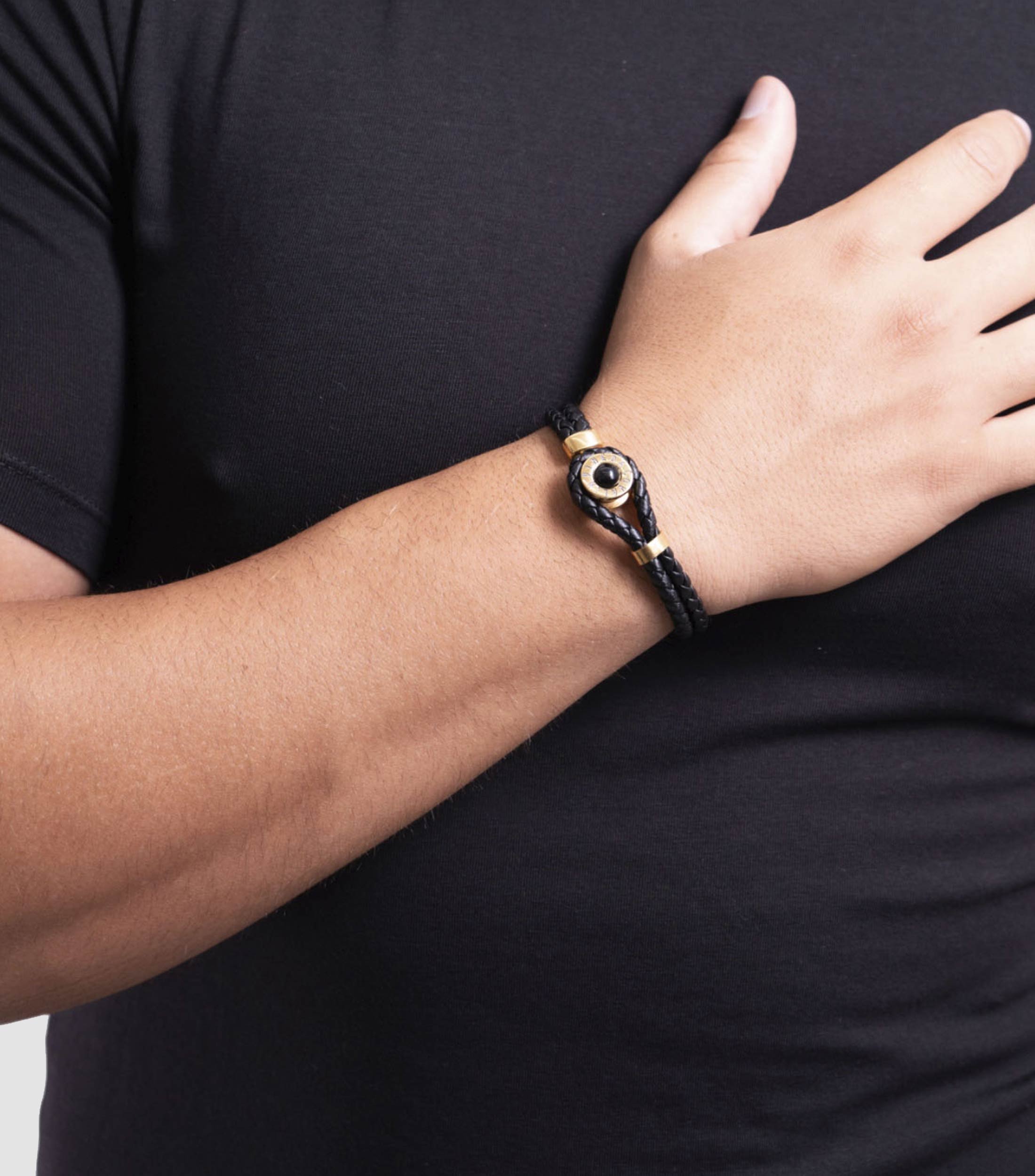 Brazalete entrelazado en Piel Hombre