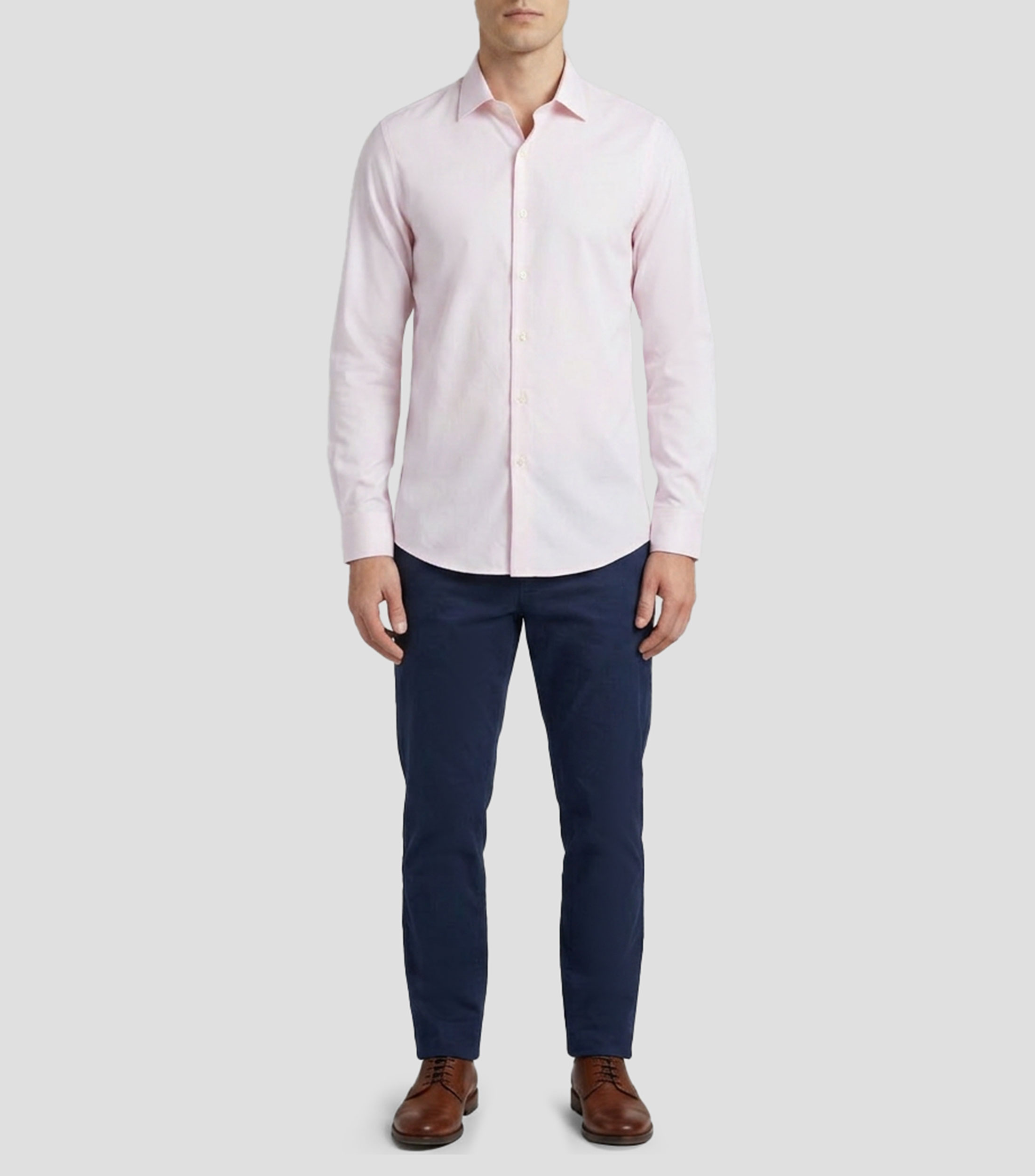Camisa de vestir lisa manga larga Hombre