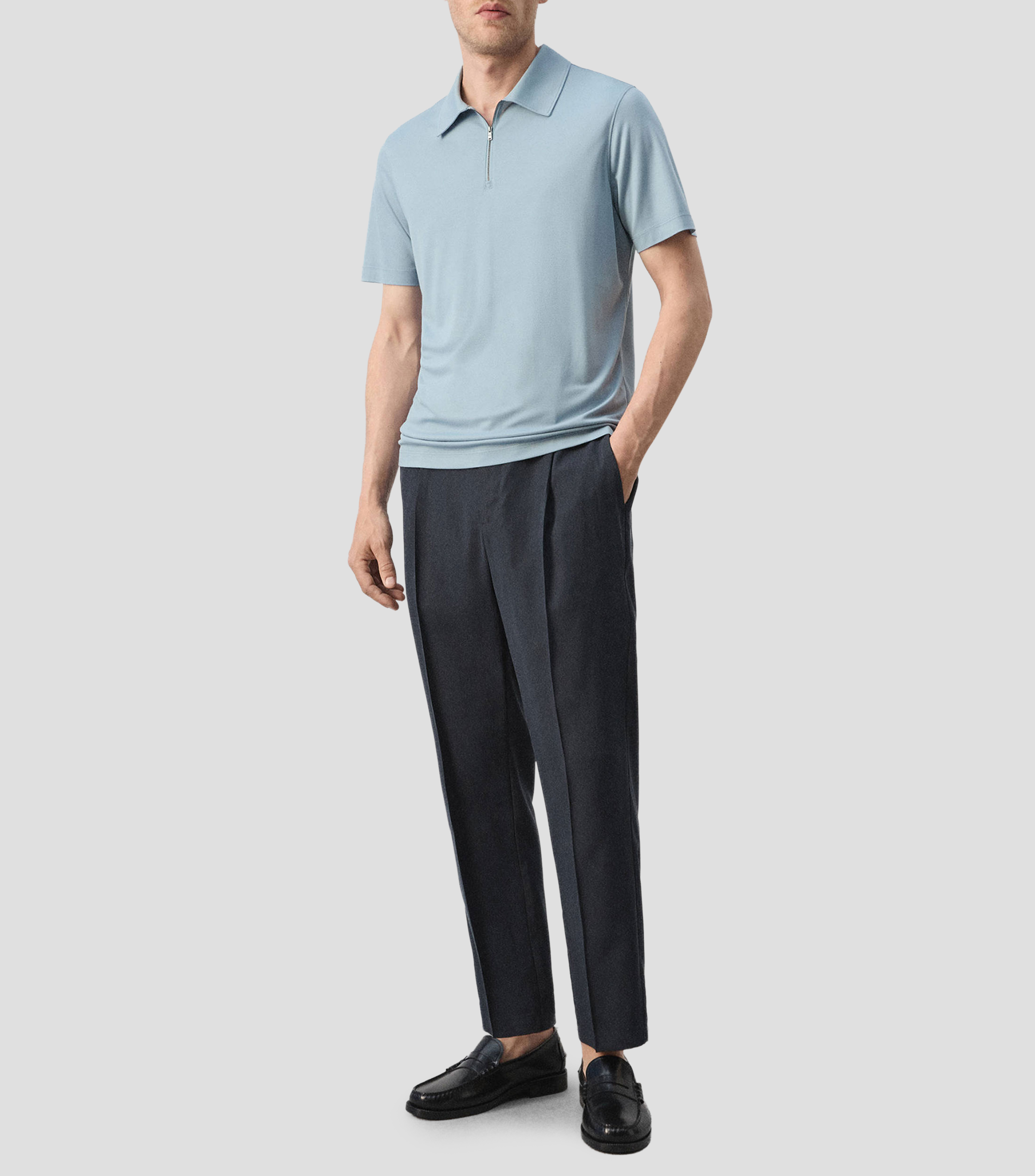 Playera tipo polo manga corta lisa Hombre