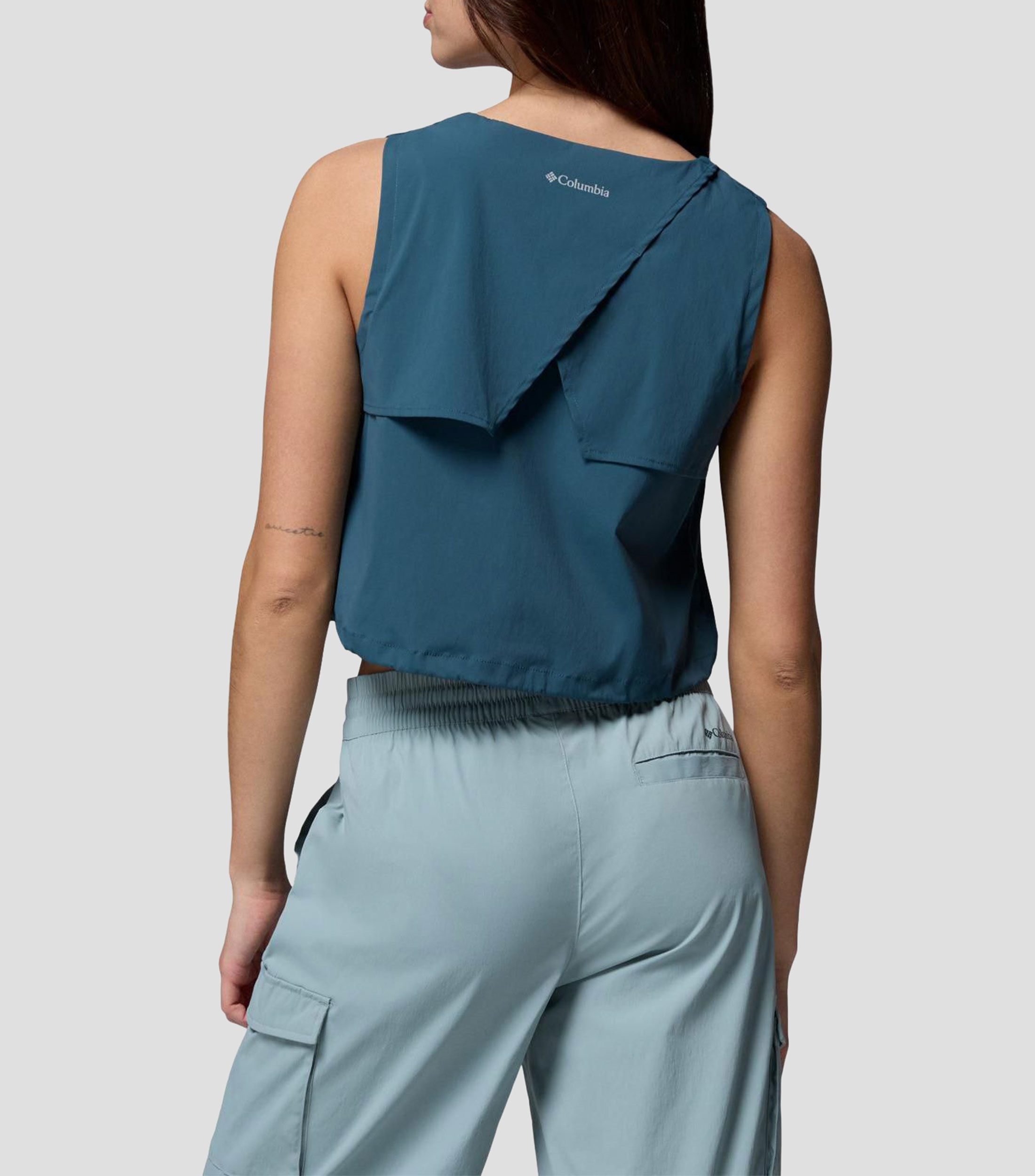 Tank Top cuello redondo sin mangas liso Mujer