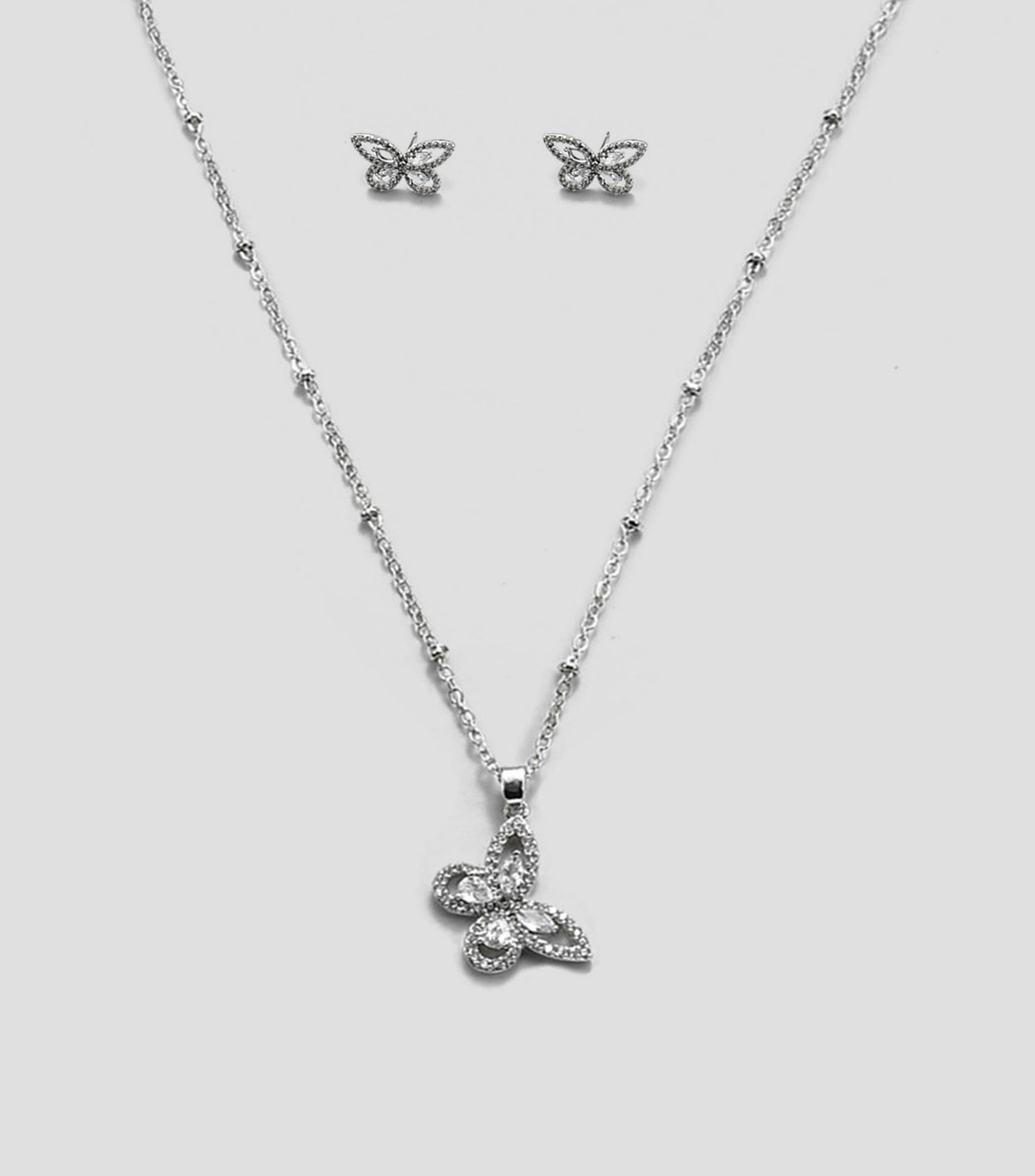 Set de collar y aretes en forma de mariposa Mujer