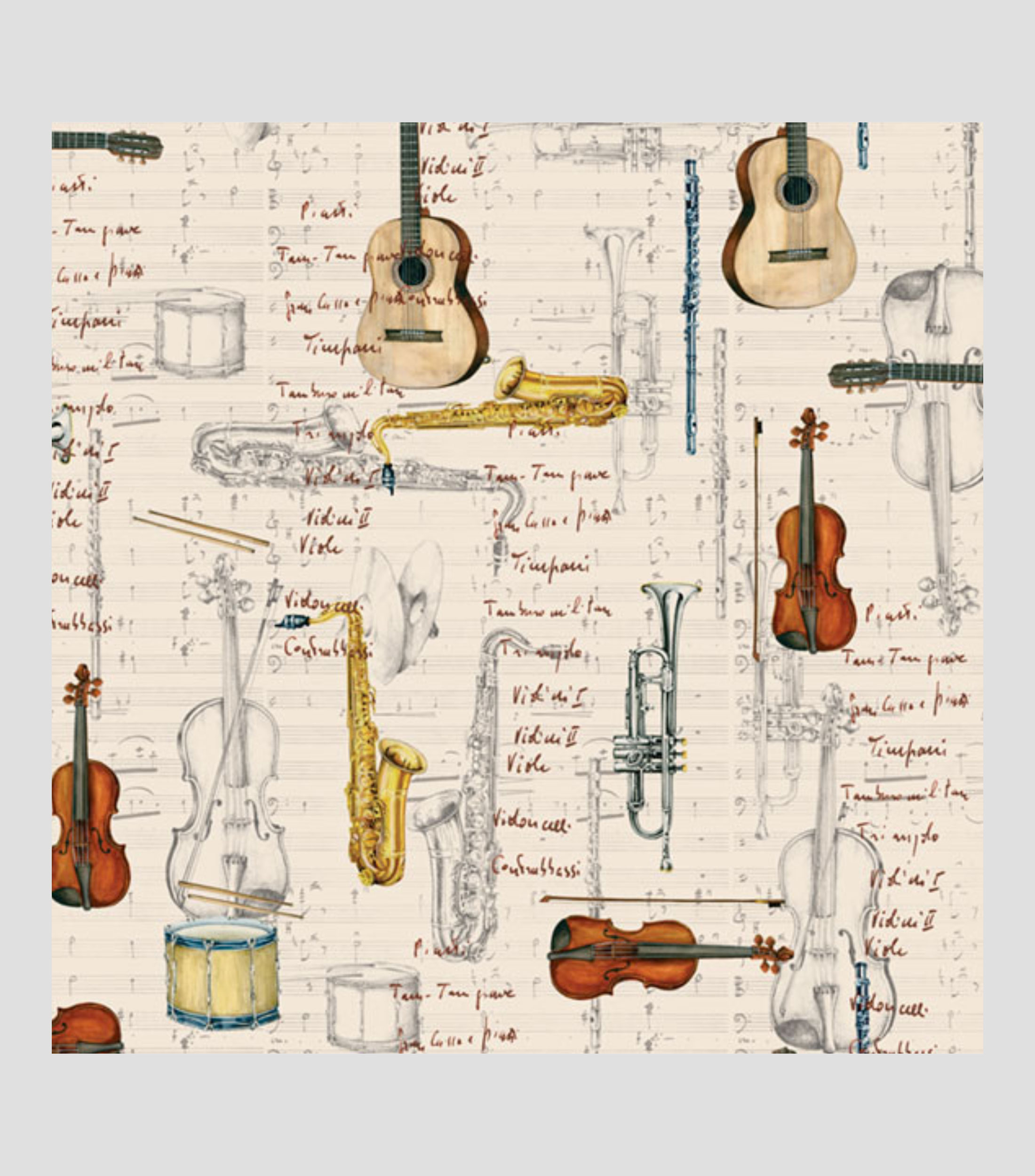 Pliego de Papel Instrumentos 70 x 100 cm