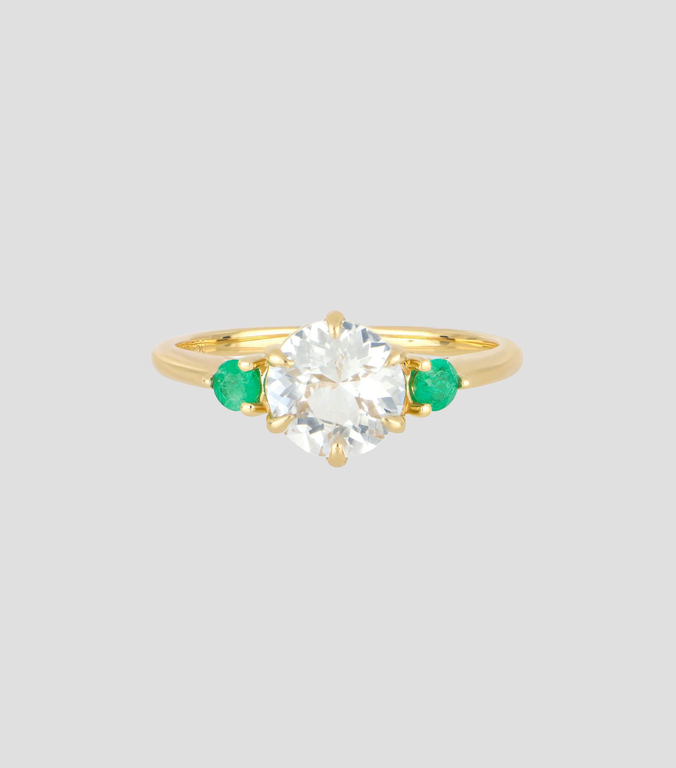 Anillo en Oro amarillo de 18 Kilates con topacio y esmeralda Mujer