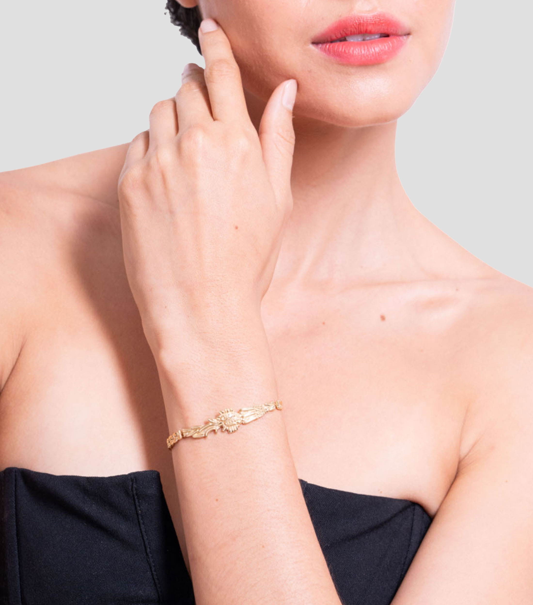 Brazalete Quetzalcoatl con incrustacion de zirconia Mujer
