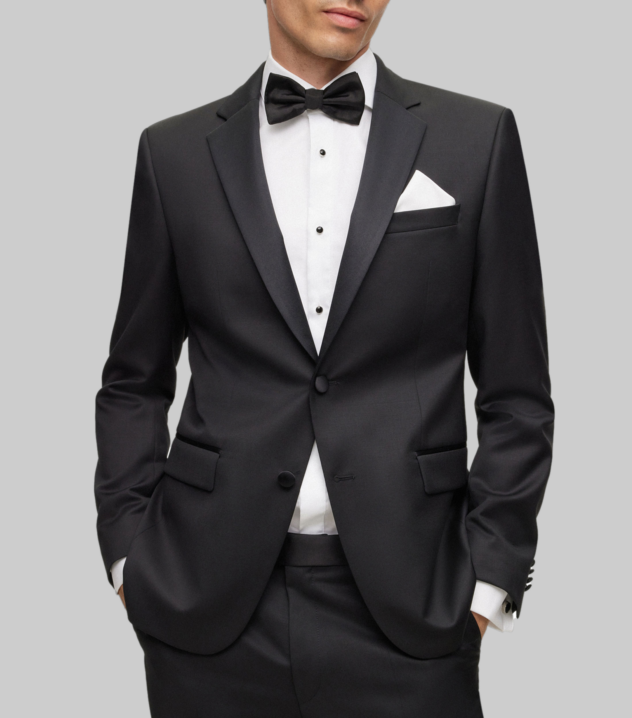 Saco slim fit de esmoquin en sarga de lana virgen Hombre