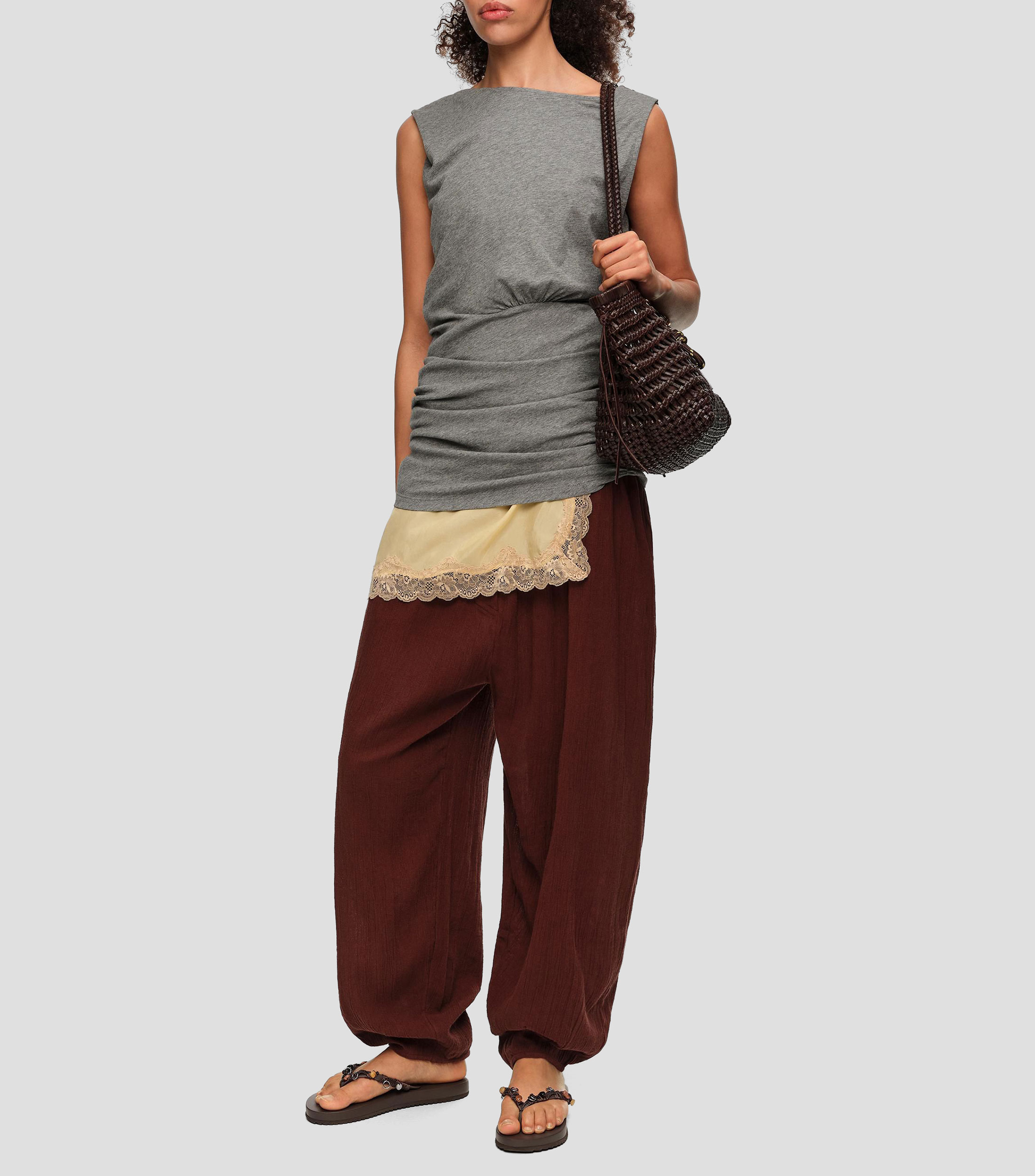 Blusa espalda caída goma ajustada Mujer