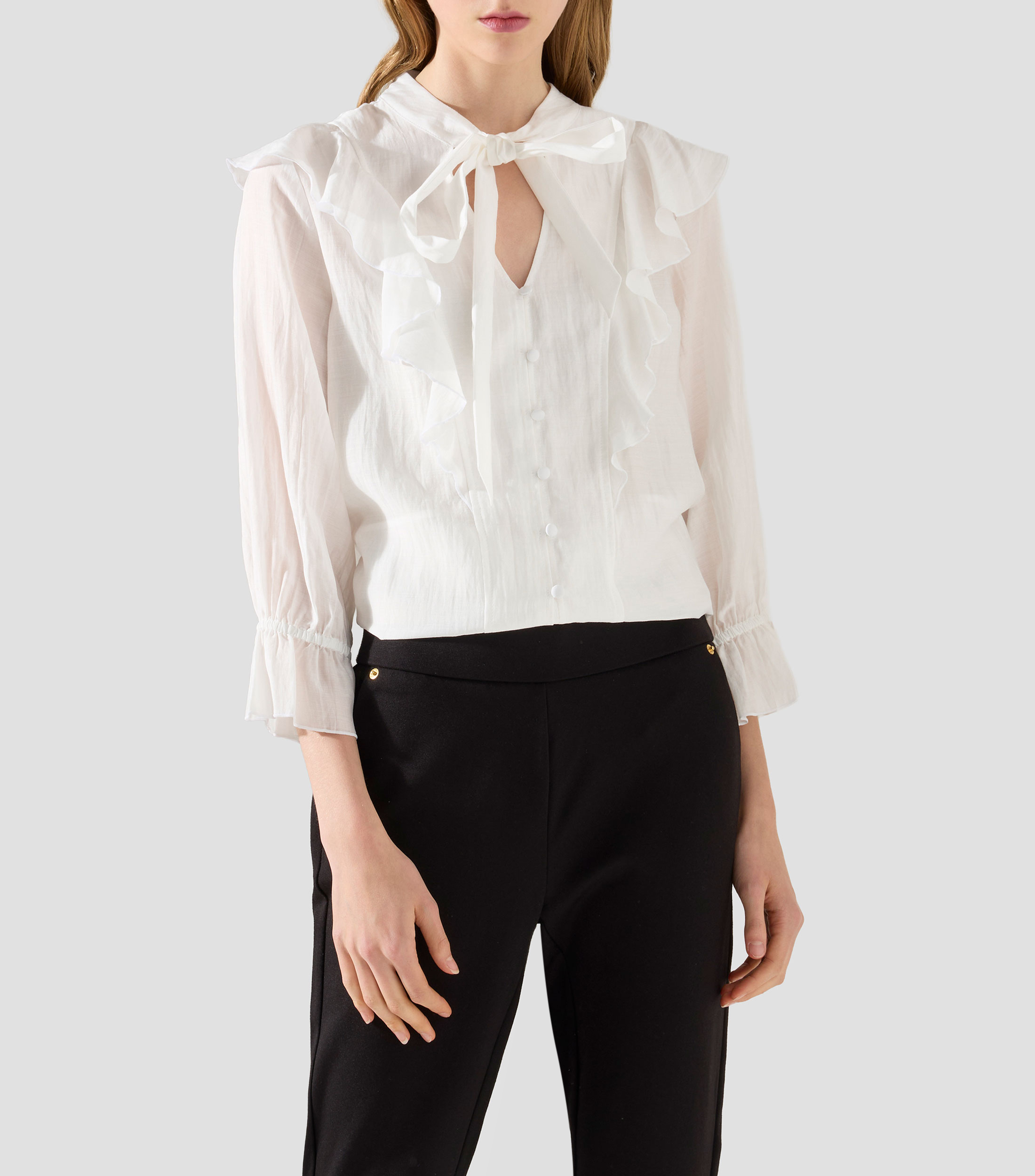 Blusa lisa manga 3/4 Mujer